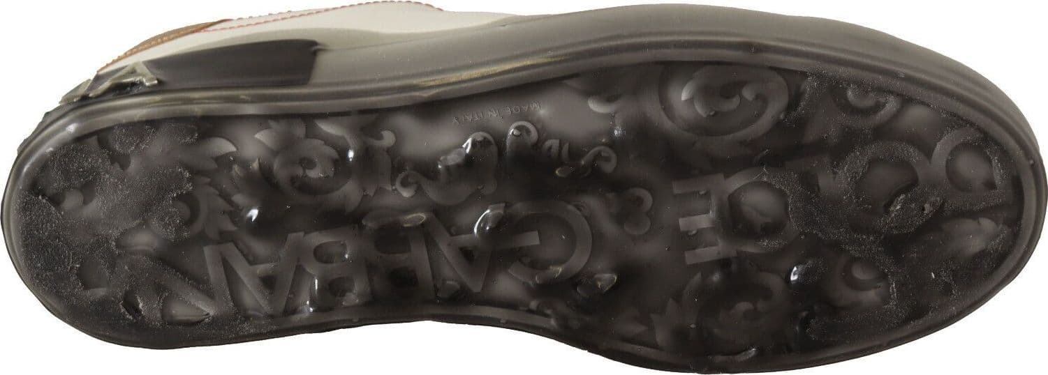 Dolce & Gabbana White Gold Leather Low Top Sneakers Casual Shoes - 3