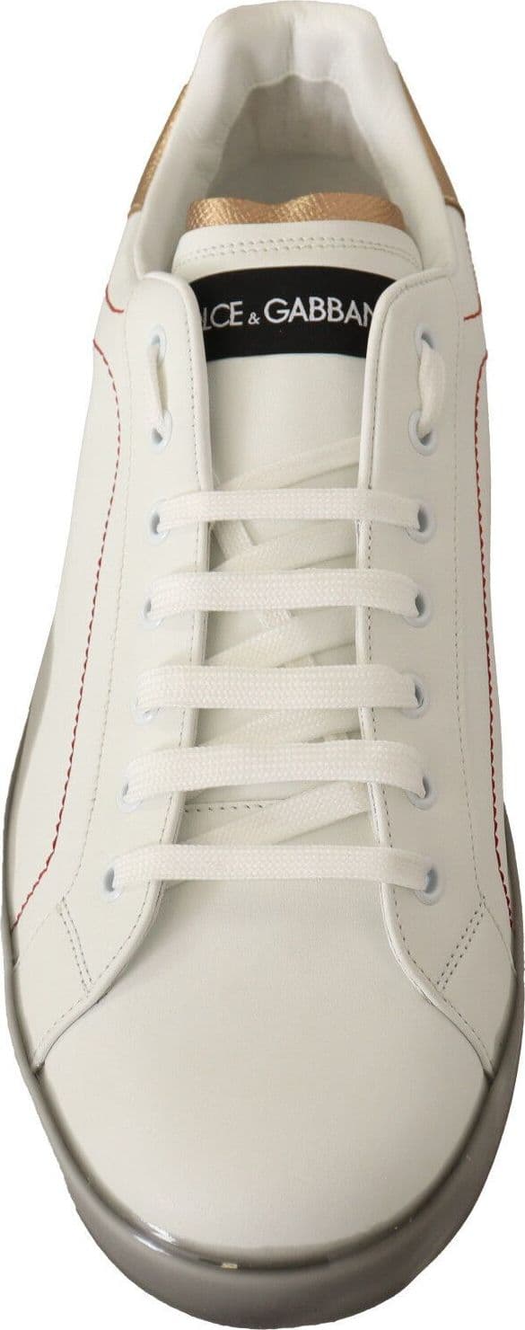 Dolce & Gabbana White Gold Leather Low Top Sneakers Casual Shoes - 4