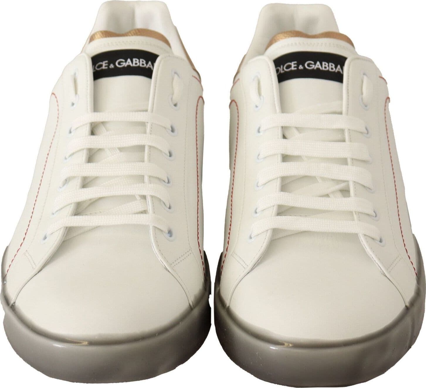 Dolce & Gabbana White Gold Leather Low Top Sneakers Casual Shoes - 5