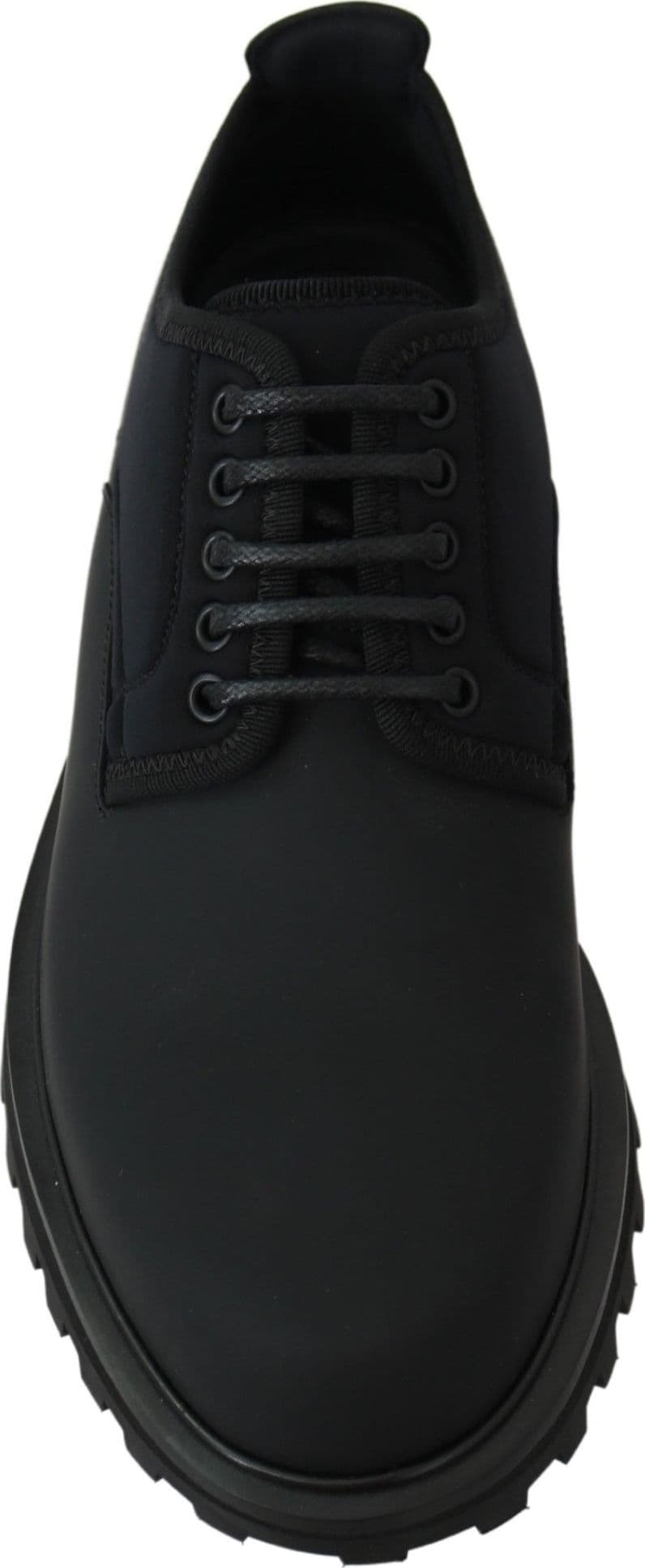 Dolce & Gabbana Black Rubberized Calfskin Chunky Derby Vulcano Shoes - 2