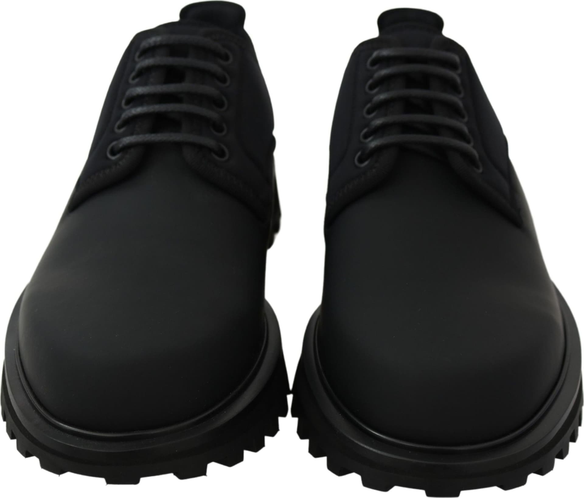 Dolce & Gabbana Black Rubberized Calfskin Chunky Derby Vulcano Shoes - 3