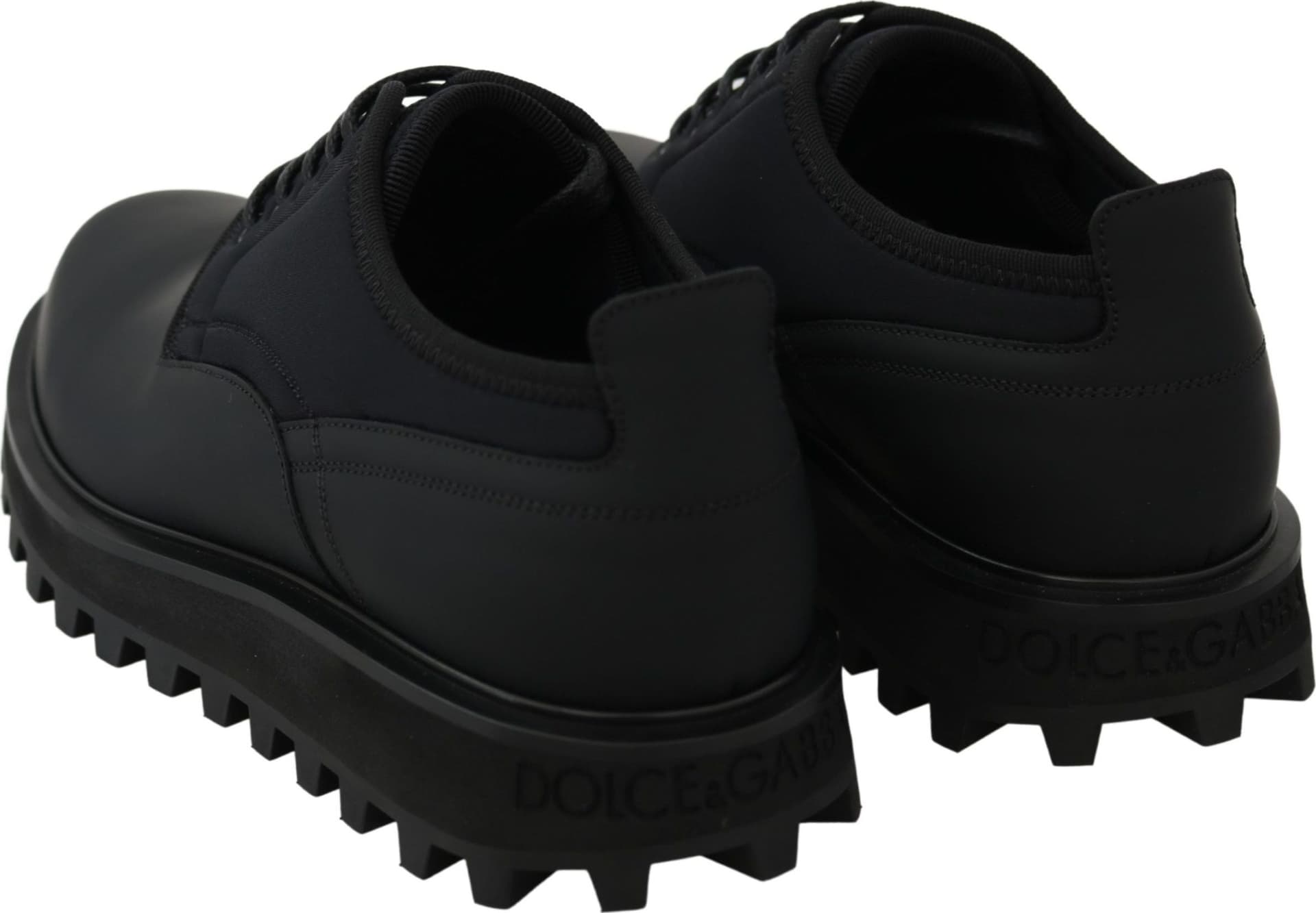 Dolce & Gabbana Black Rubberized Calfskin Chunky Derby Vulcano Shoes - 5
