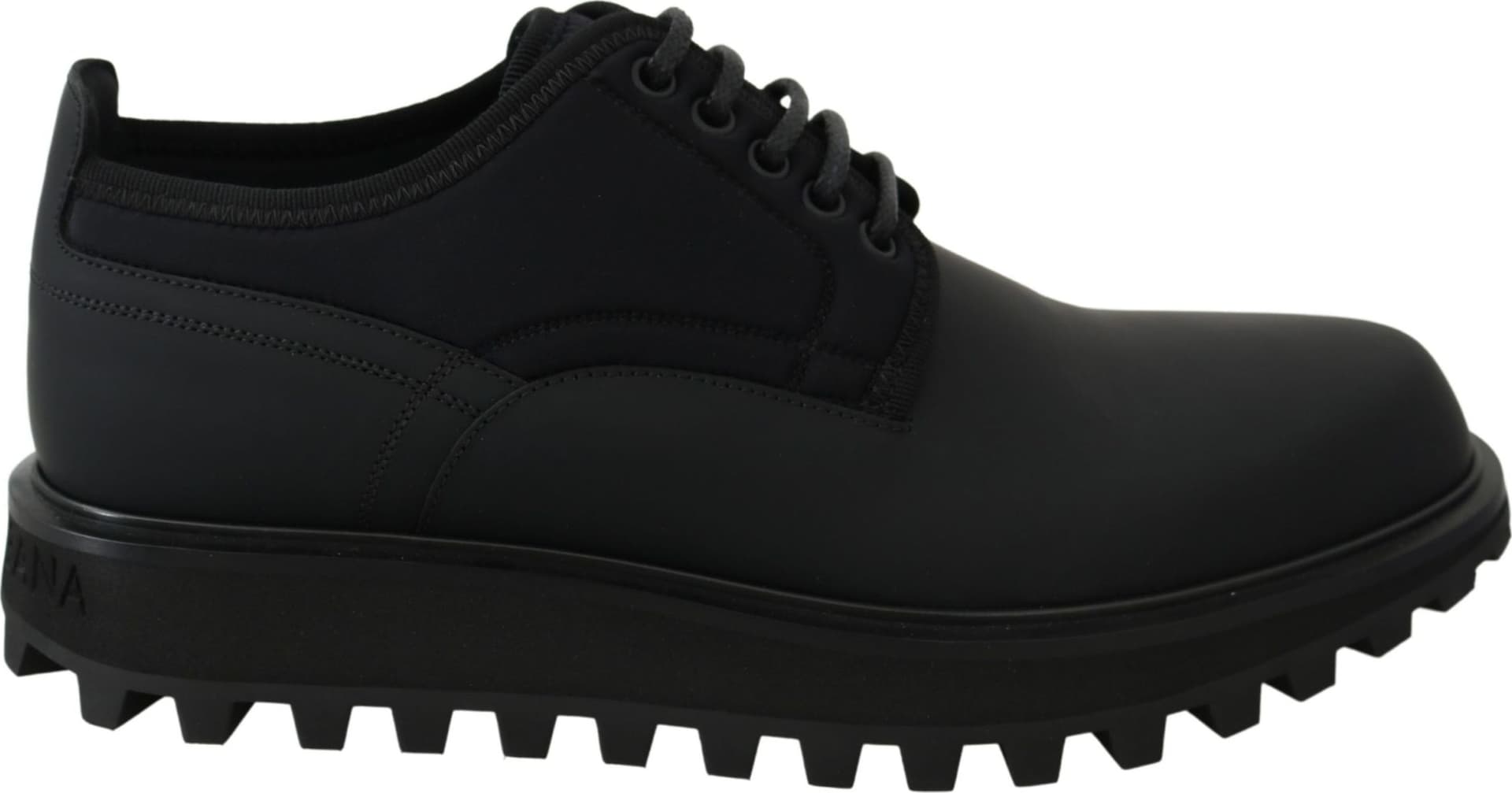 Dolce & Gabbana Black Rubberized Calfskin Chunky Derby Vulcano Shoes - 6
