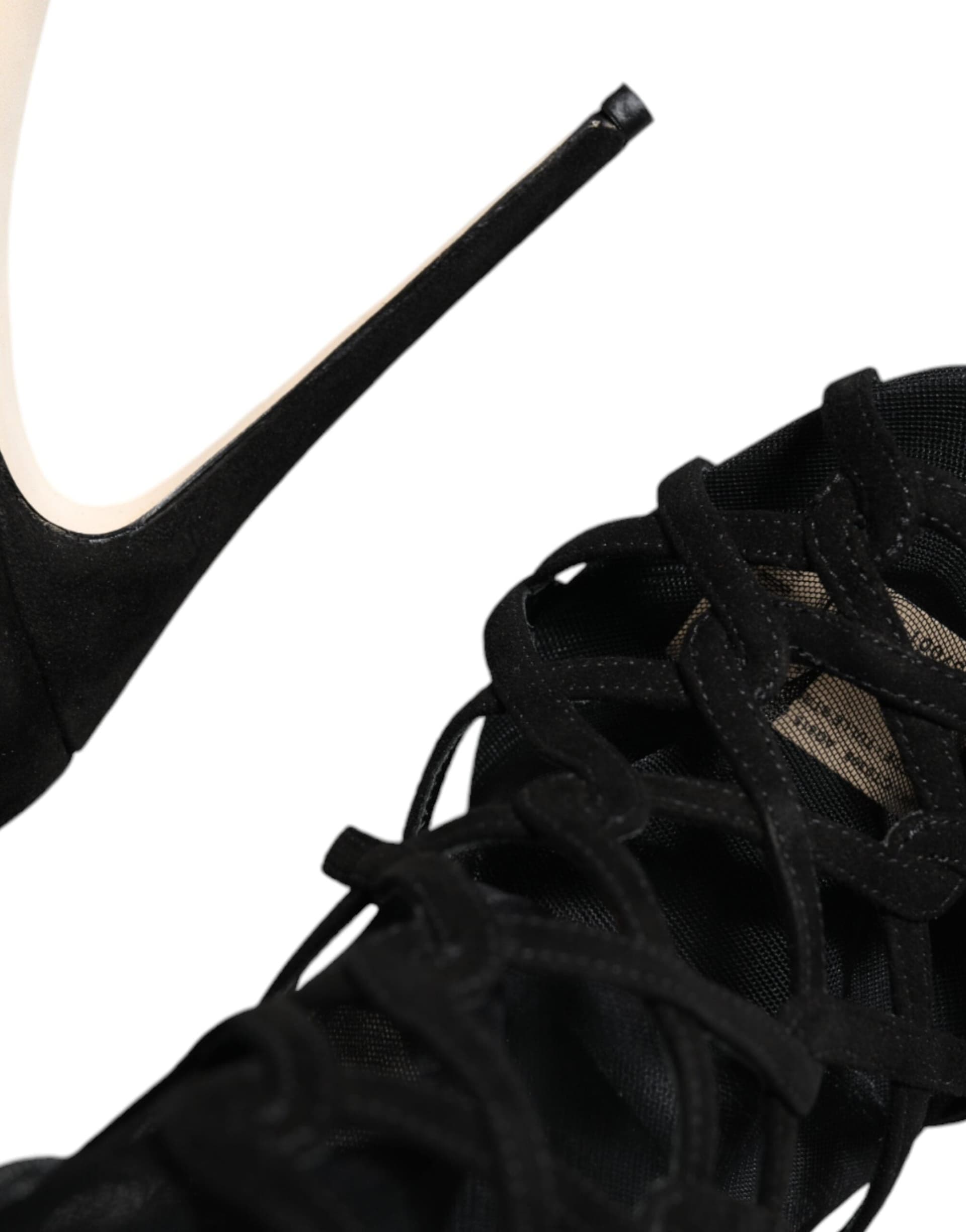 Dolce & Gabbana Black Tulle Stretch Heels Sandals Shoes - 6