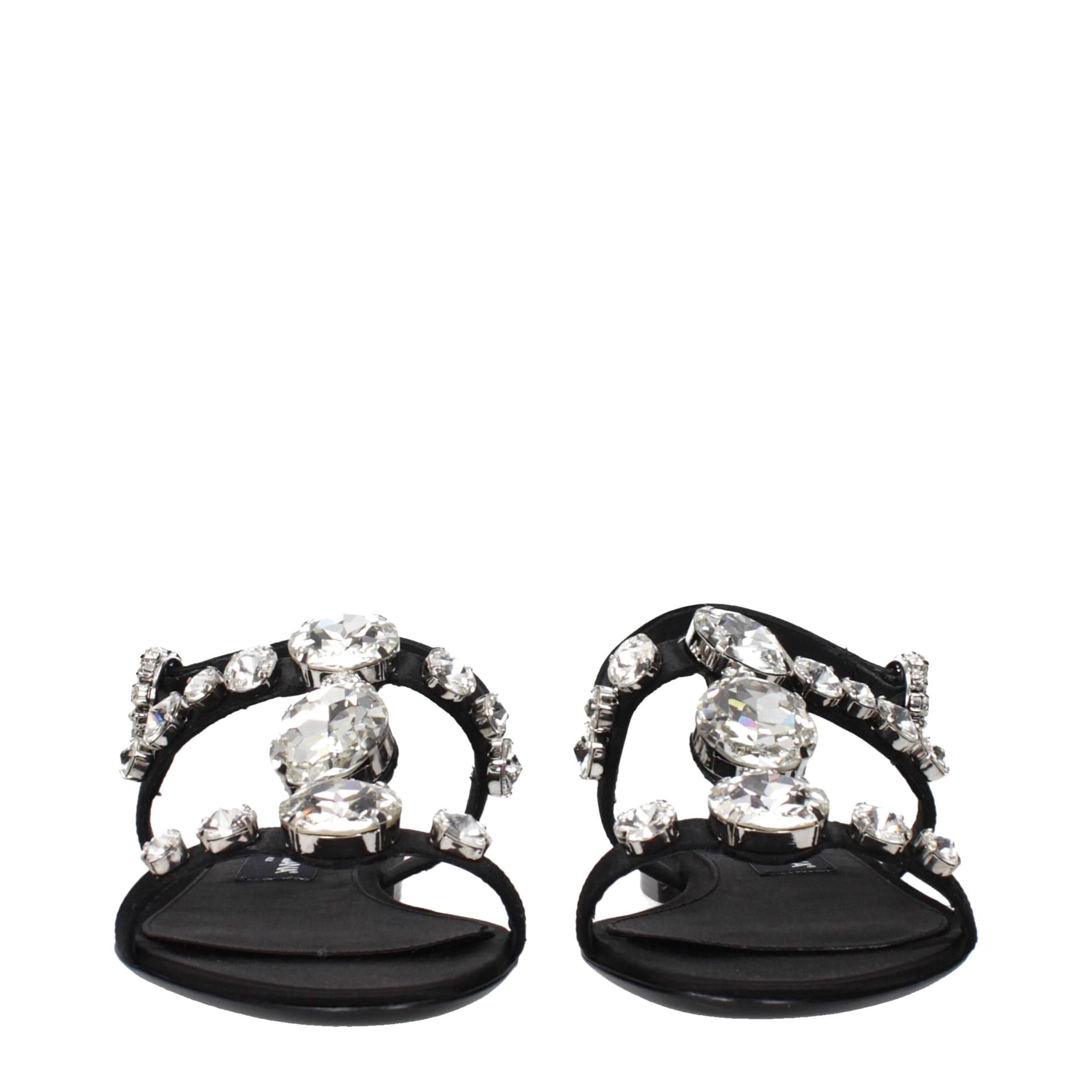 Dolce & Gabbana Black Satin Flat Sandals - 3