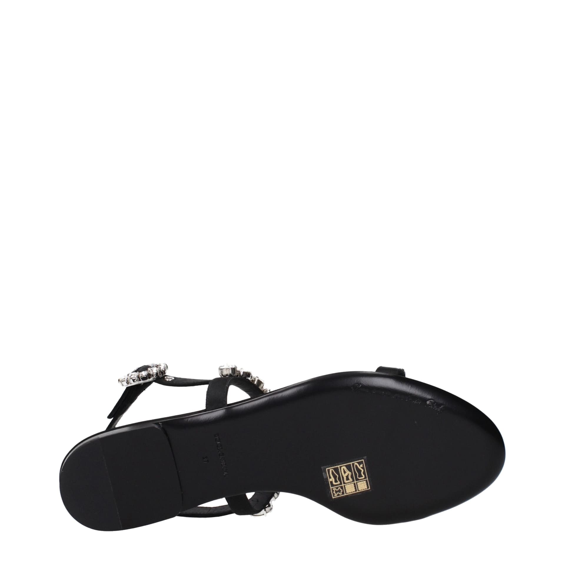 Dolce & Gabbana Black Satin Flat Sandals - 5
