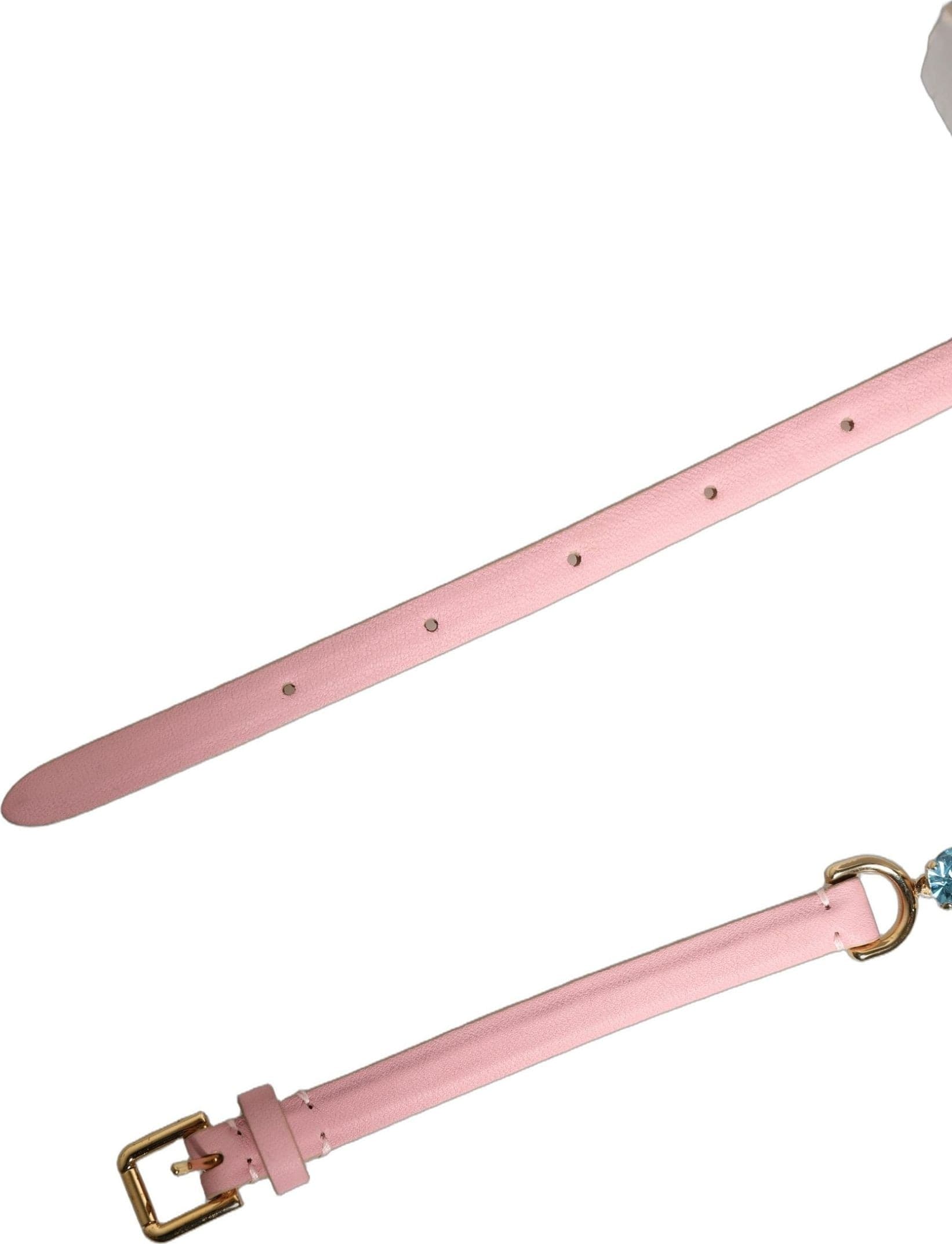 Dolce & Gabbana Pink Leather Crystal Chain Embellished Belt - 8