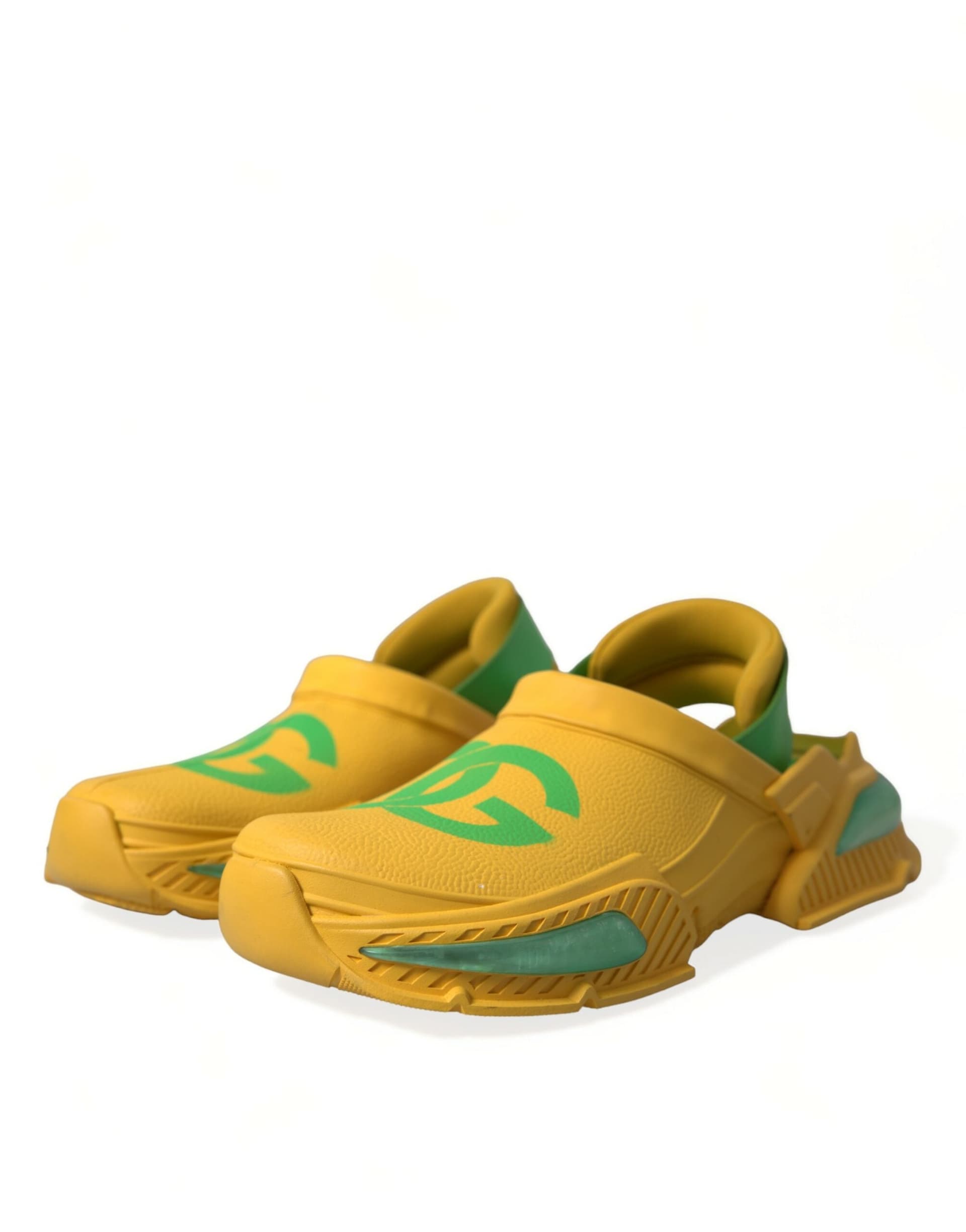 Dolce & Gabbana Yellow Green Rubber Clogs Men Slippers Men Shoes - 2