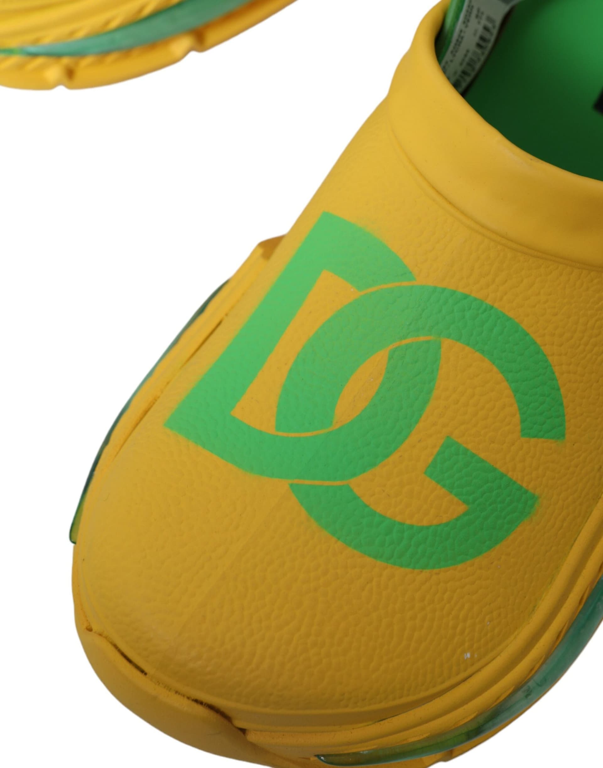 Dolce & Gabbana Yellow Green Rubber Clogs Men Slippers Men Shoes - 7