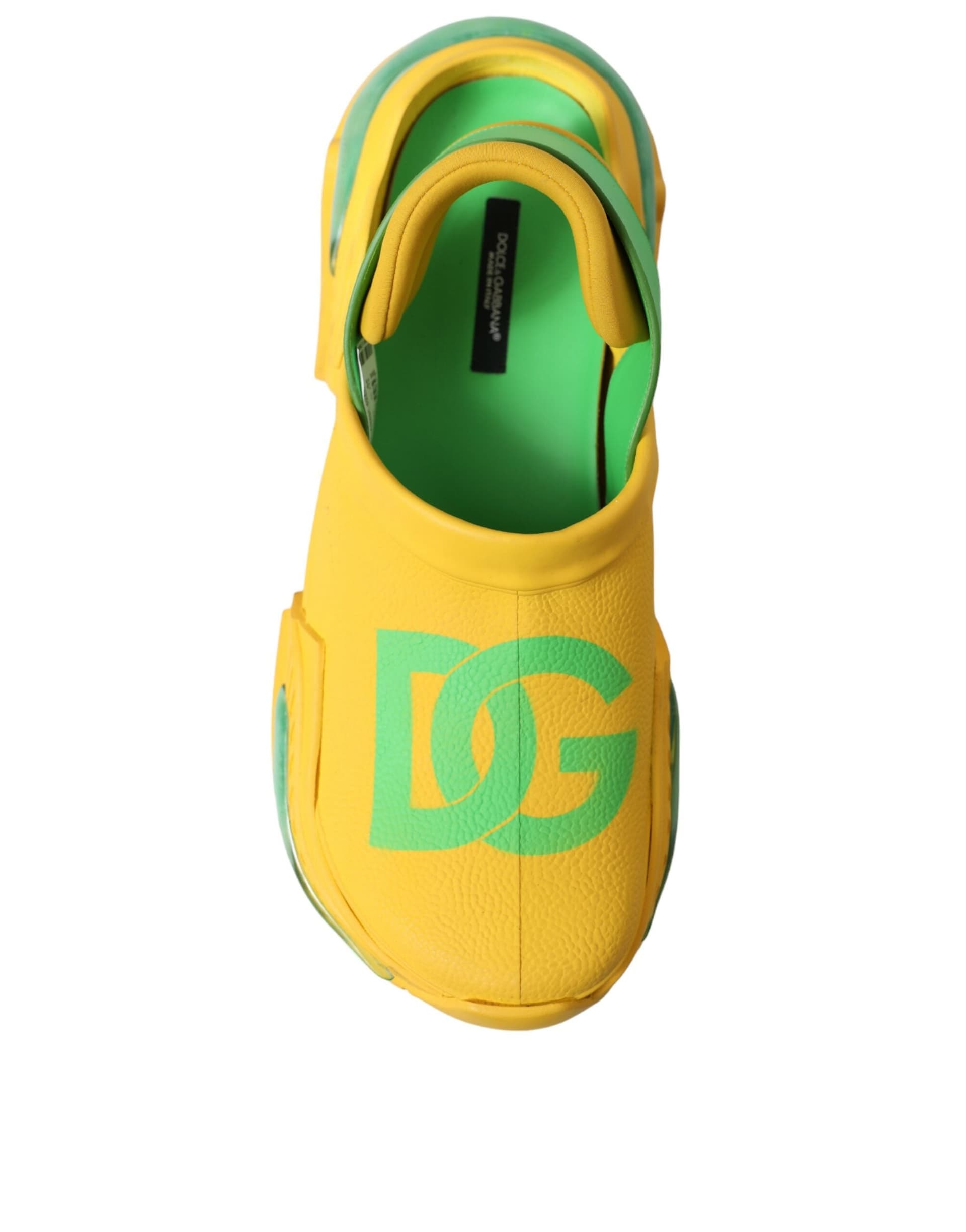 Dolce & Gabbana Yellow Green Rubber Clogs Men Slippers Men Shoes - 8