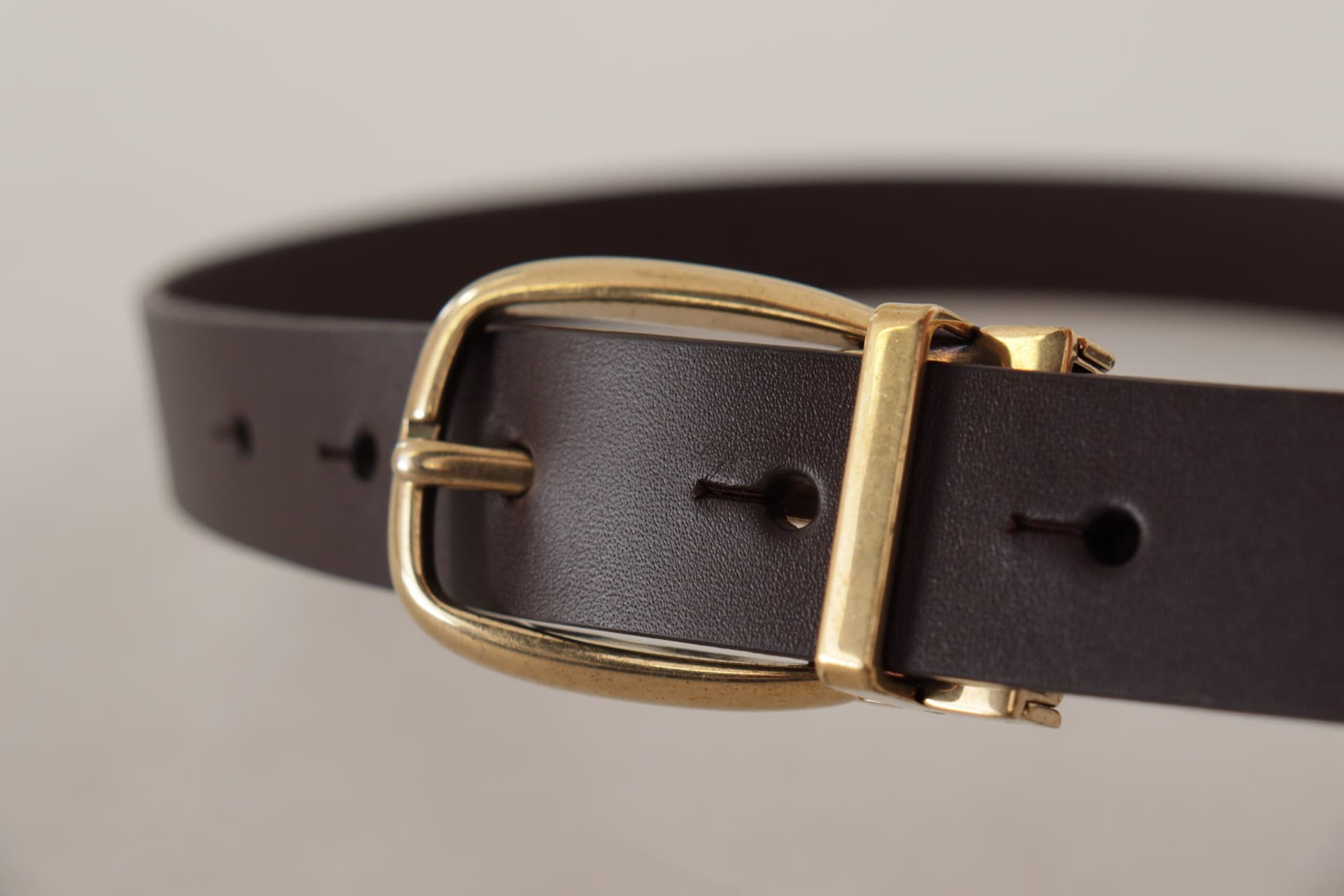 Dolce & Gabbana Dark Brown Calf Leather Gold Tone Metal Buckle - 4