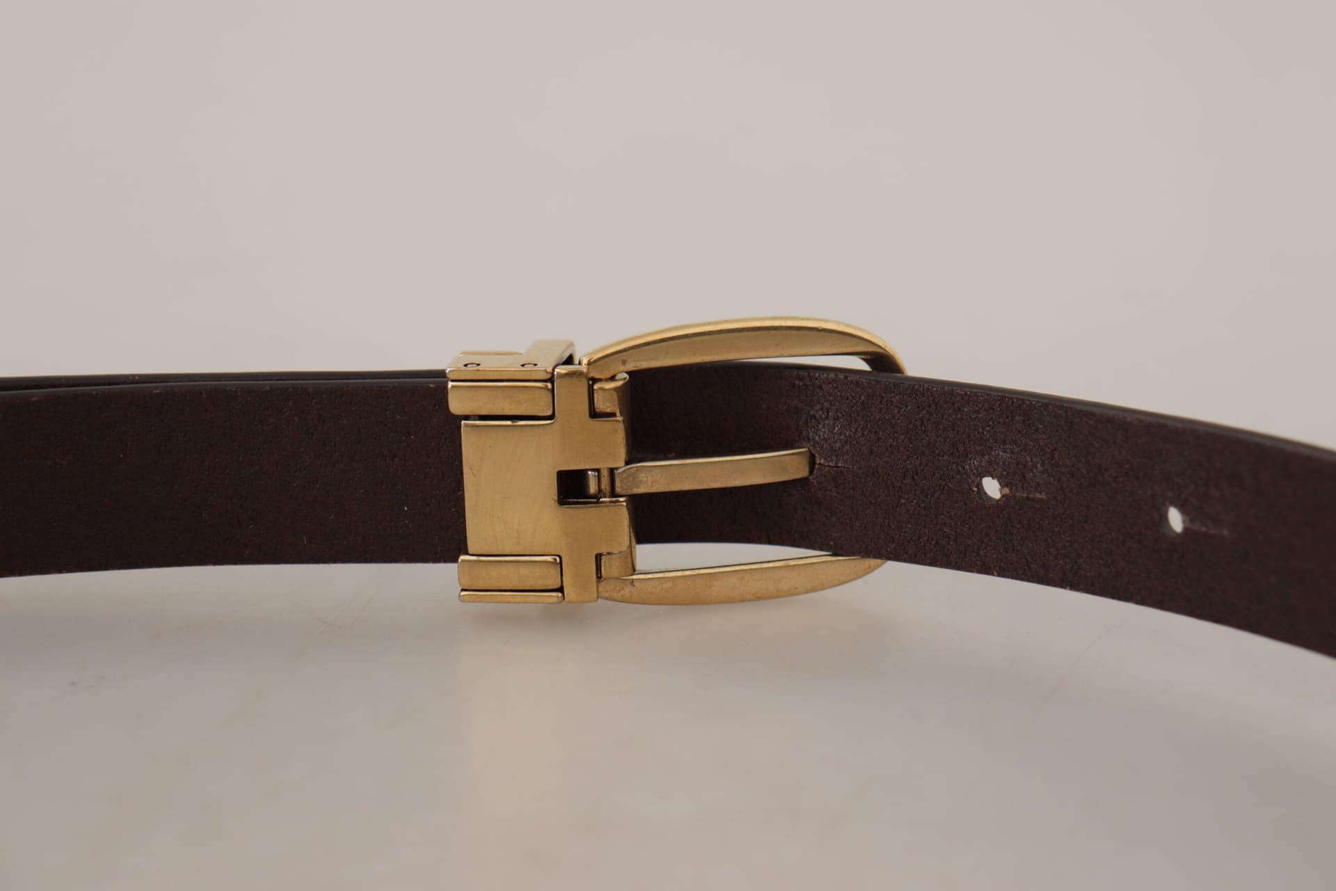 Dolce & Gabbana Dark Brown Calf Leather Gold Tone Metal Buckle - 5