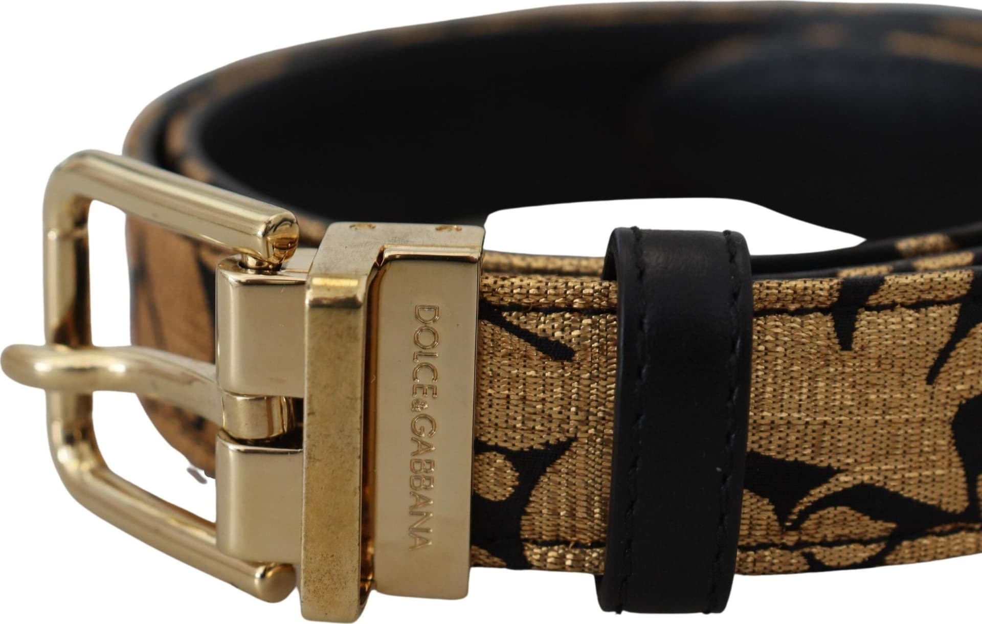 Dolce & Gabbana Multicolor Jacquard Leather Logo Buckle Belt - 3