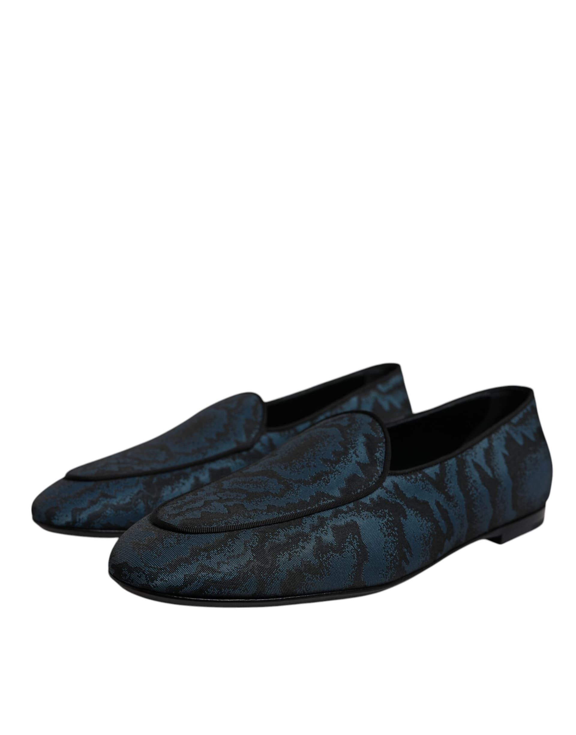 Dolce & Gabbana Blue Black Flats Men Loafers Dress Shoes - 2
