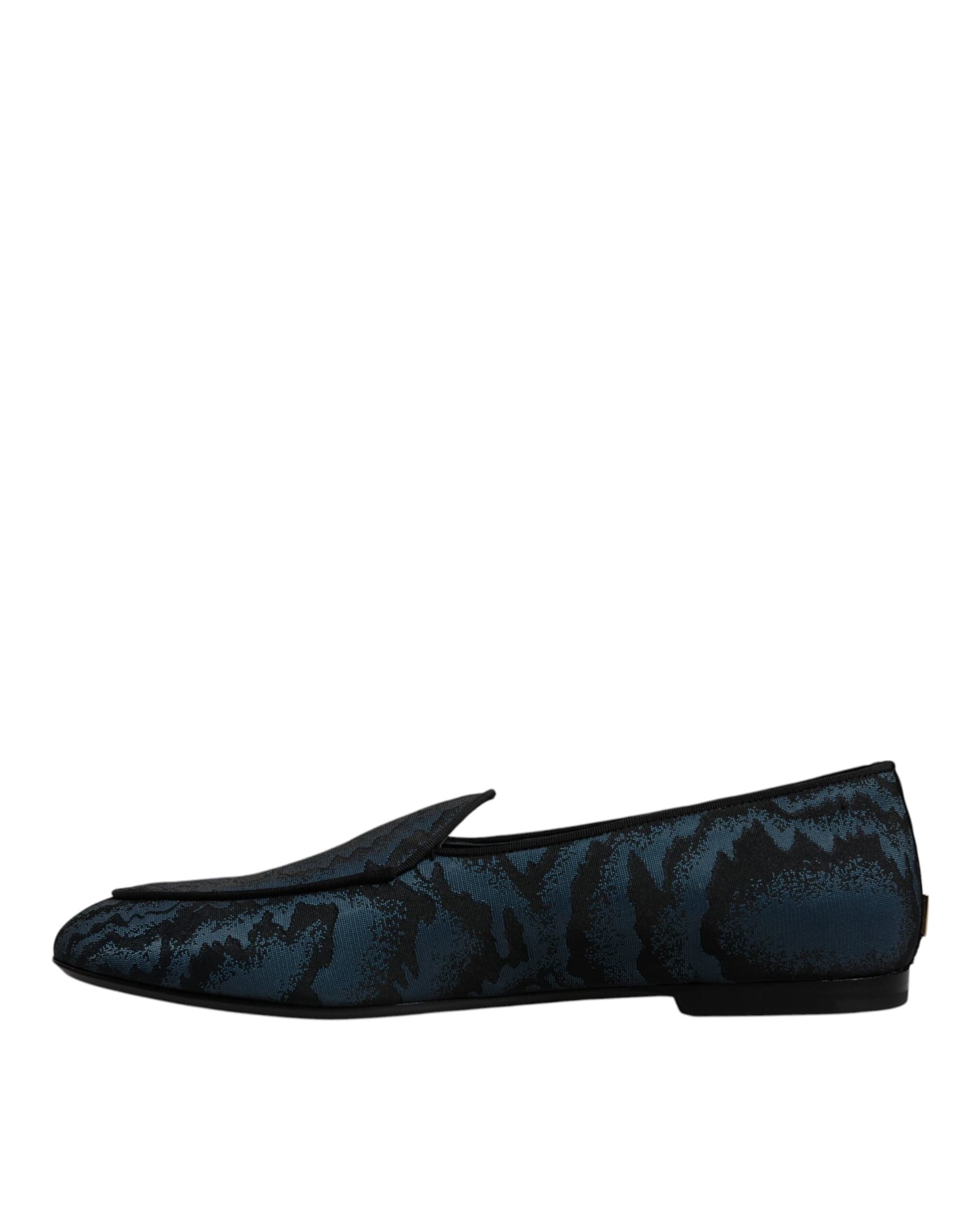 Dolce & Gabbana Blue Black Flats Men Loafers Dress Shoes - 4