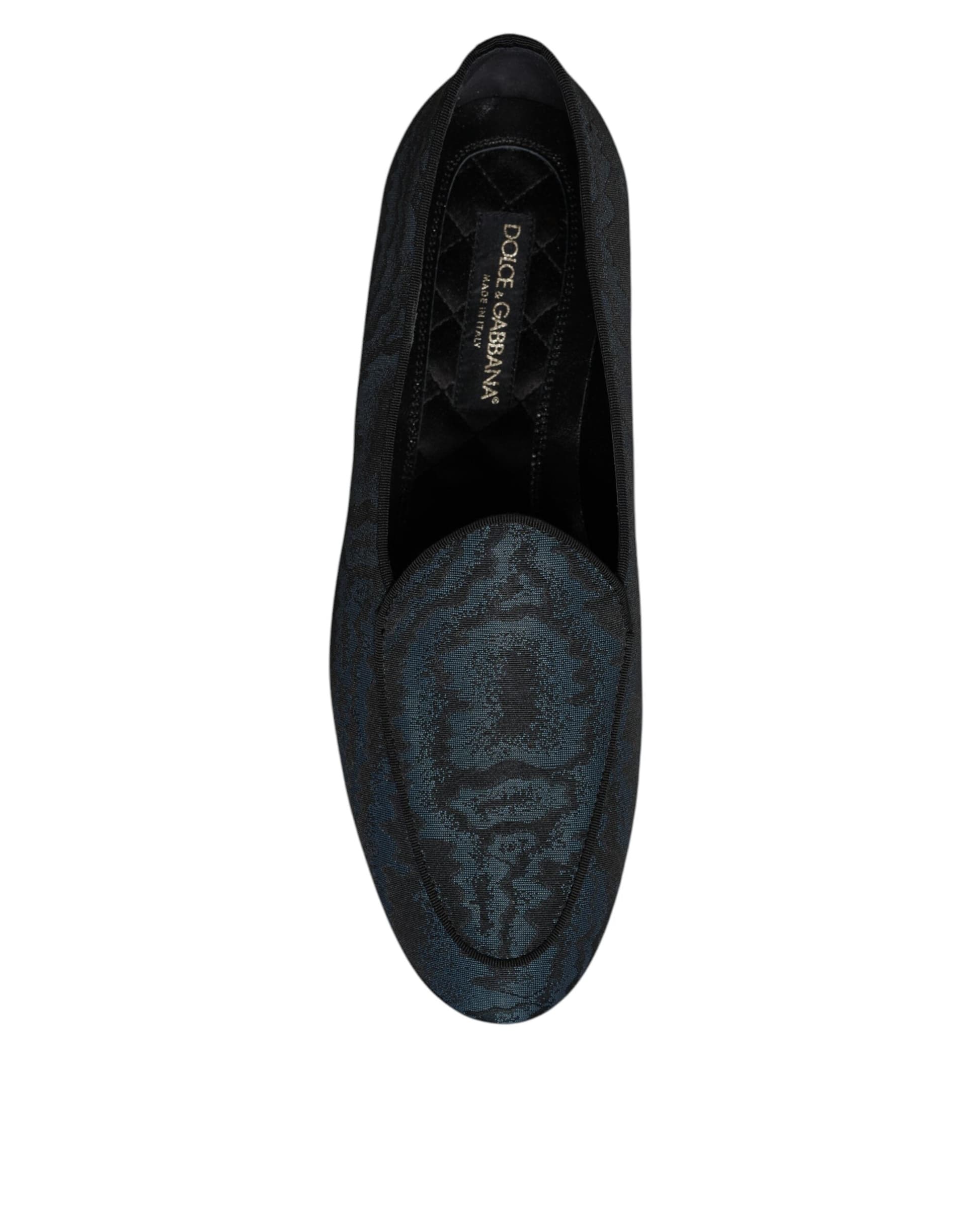 Dolce & Gabbana Blue Black Flats Men Loafers Dress Shoes - 8
