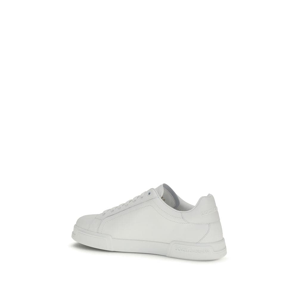 Dolce & Gabbana White Calf Leather Bos Taurus Low Top Sneakers - 3