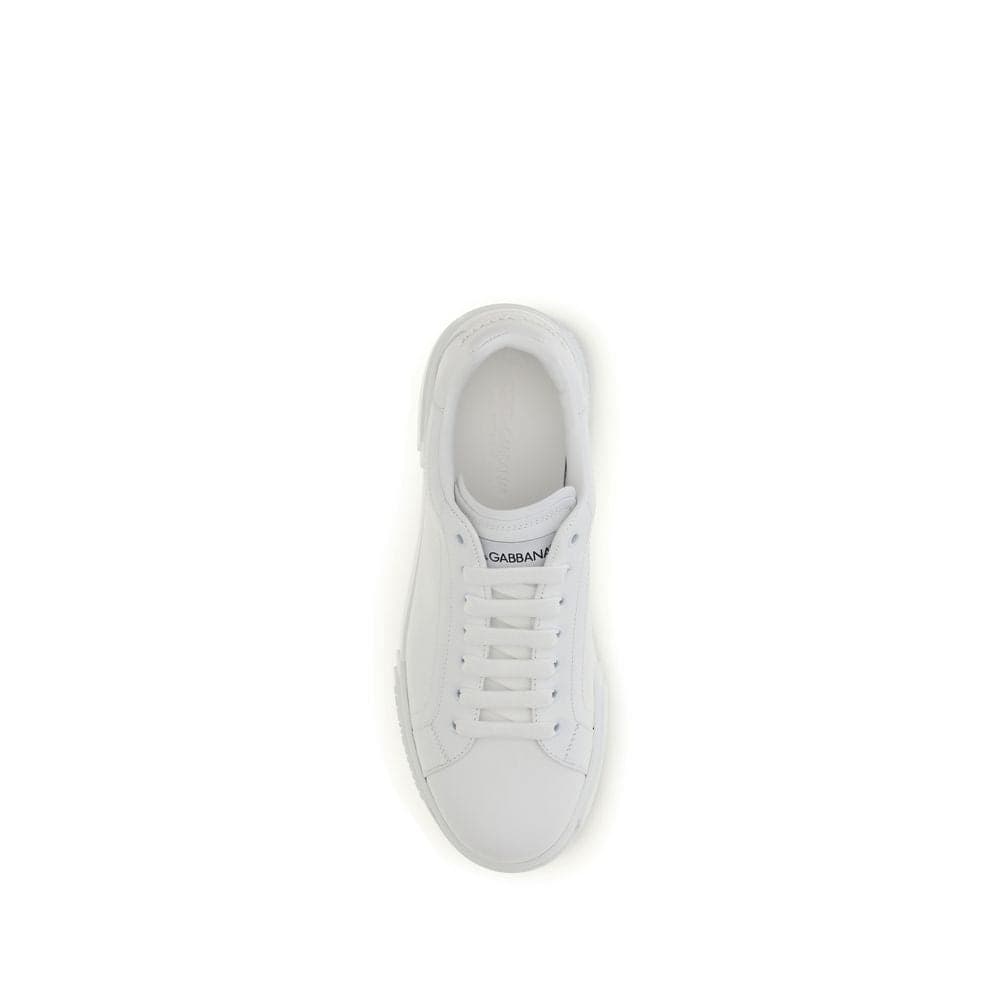 Dolce & Gabbana White Calf Leather Bos Taurus Low Top Sneakers - 4
