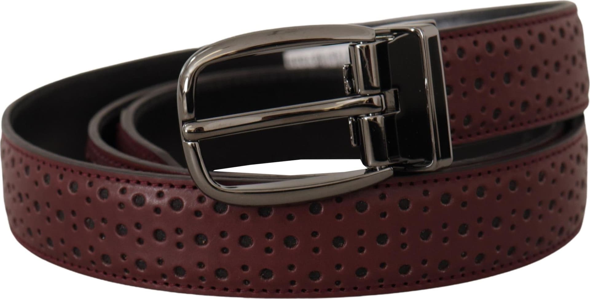 Dolce & Gabbana Brown Perforated Leather Metal Buckle Belt - 3