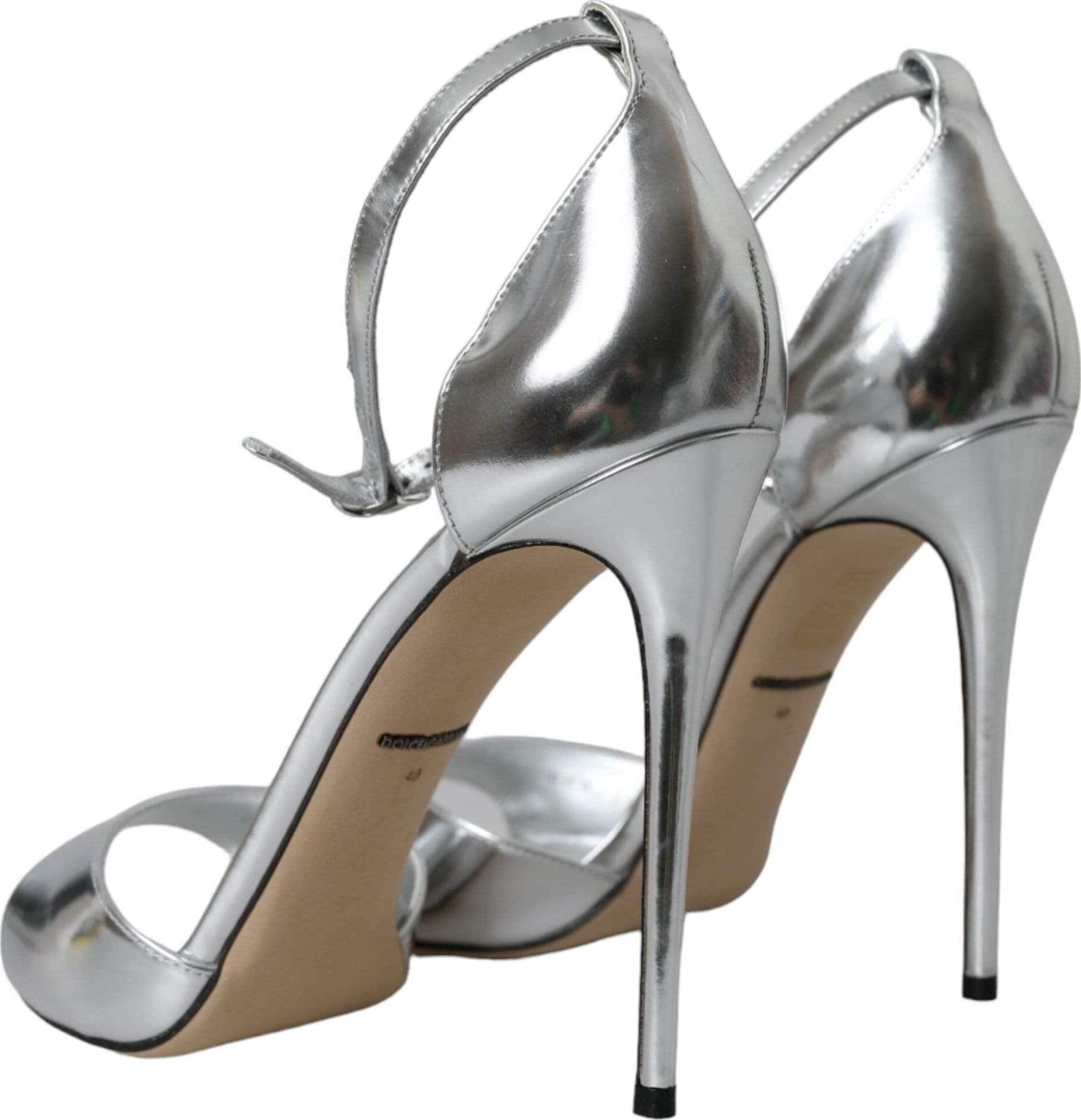 Dolce & Gabbana Silver KEIRA Leather Heels Sandals Shoes - 3