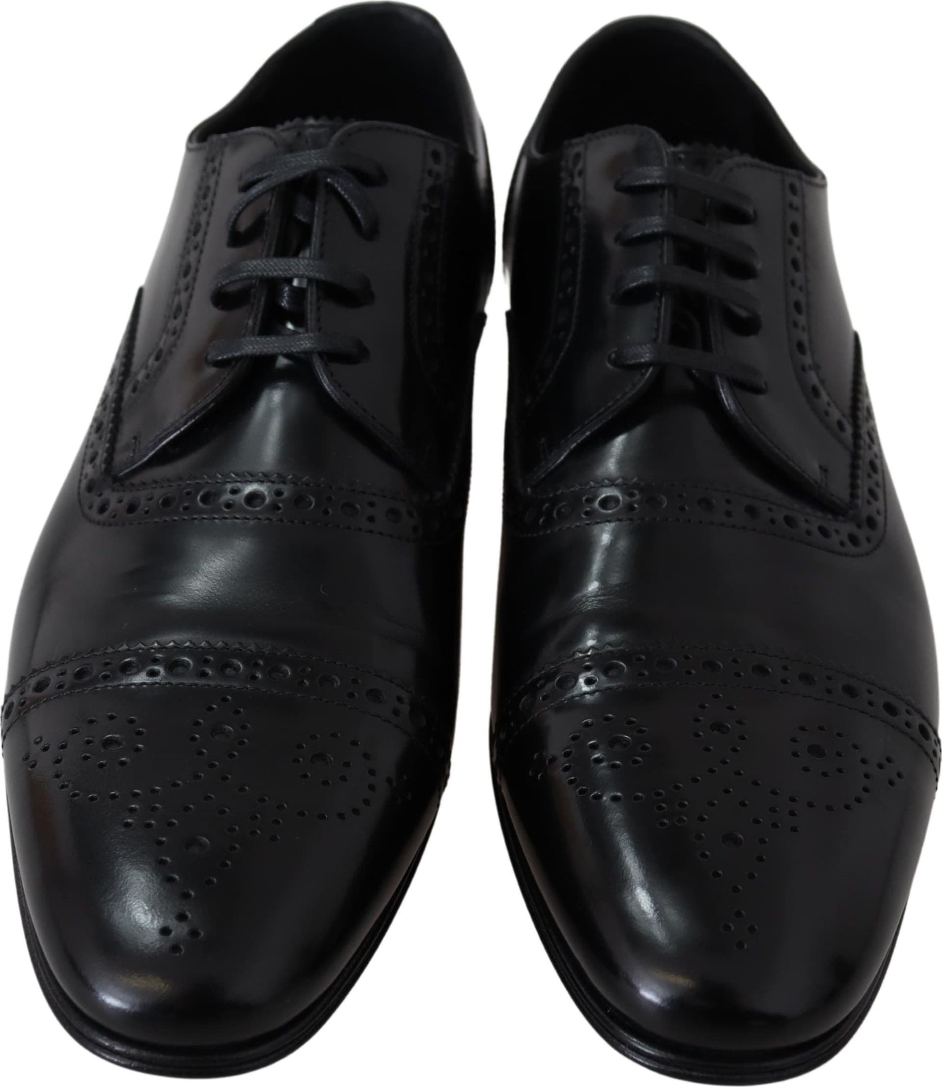 Dolce & Gabbana Black Leather Men Derby Formal Loafers Shoes - 6