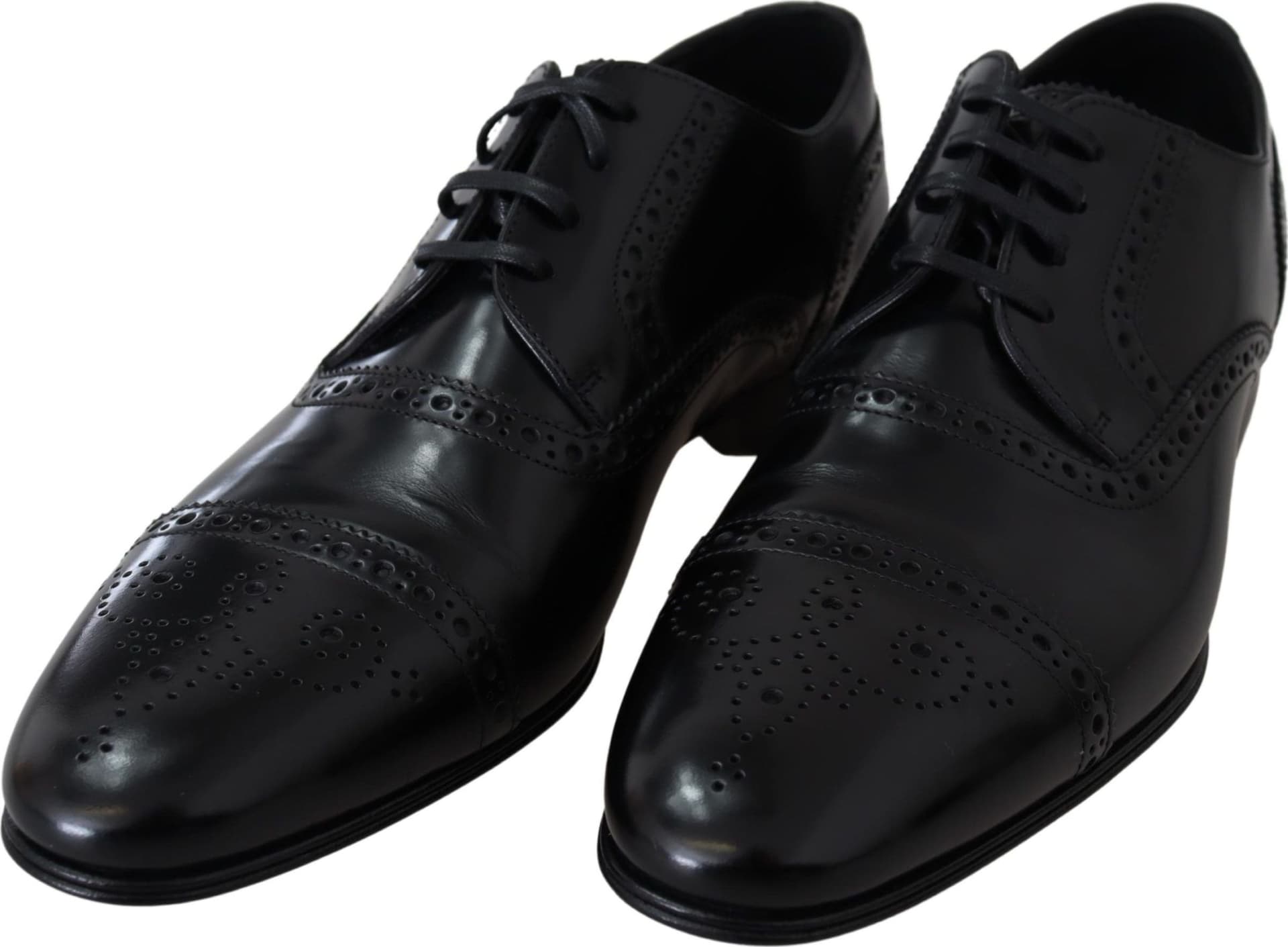 Dolce & Gabbana Black Leather Men Derby Formal Loafers Shoes - 7