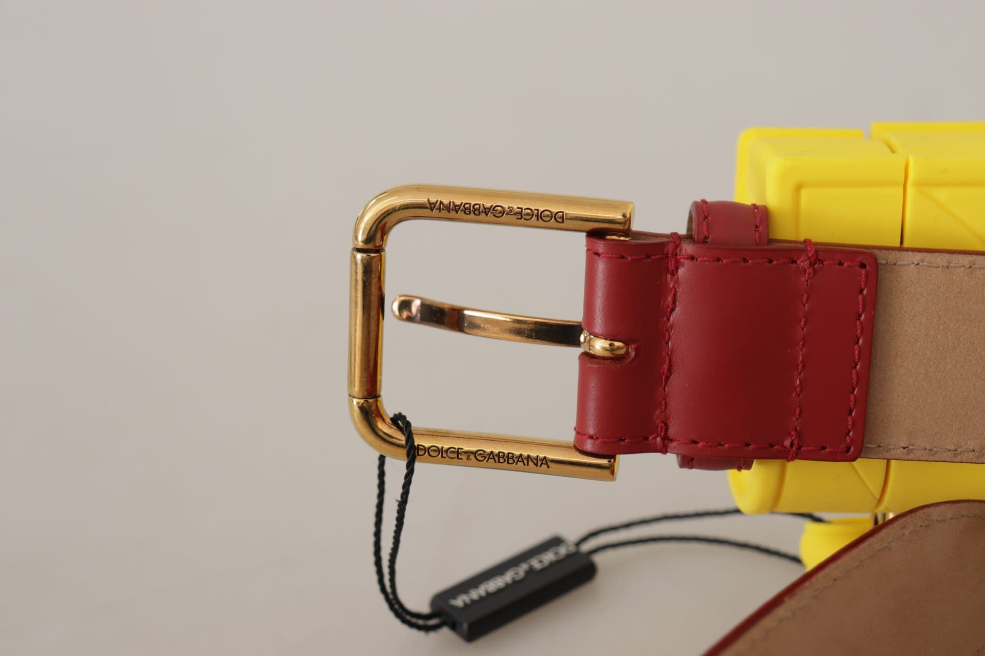Dolce & Gabbana Red Leather Yellow DEVOTION Heart Bag Buckle Belt - 4