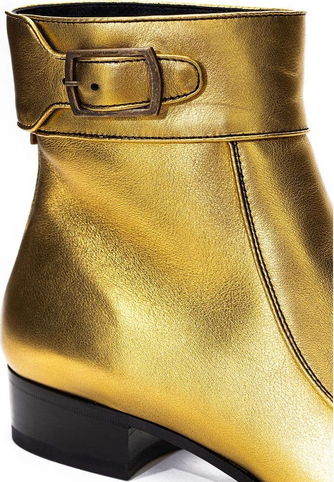 Saint Laurent Gold Leather Ankle Boots - 4