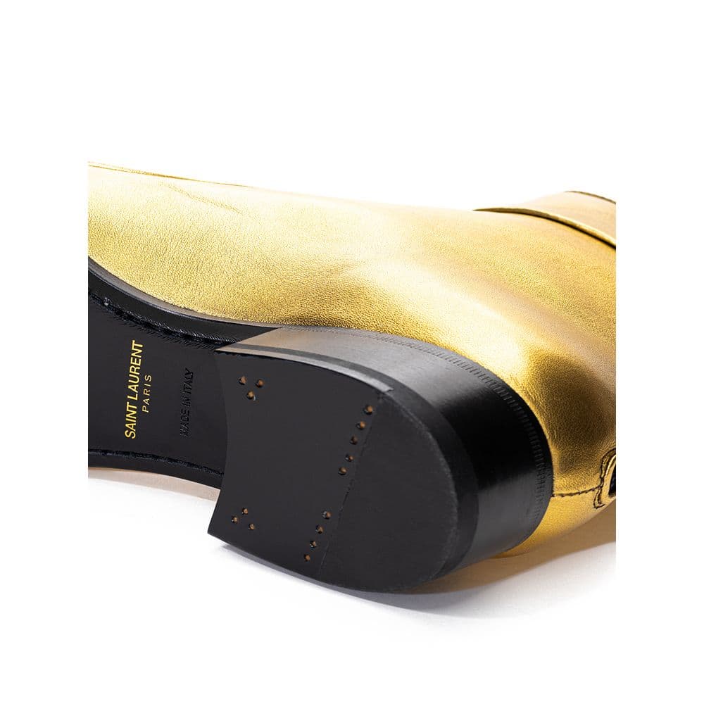 Saint Laurent Gold Leather Ankle Boots - 5