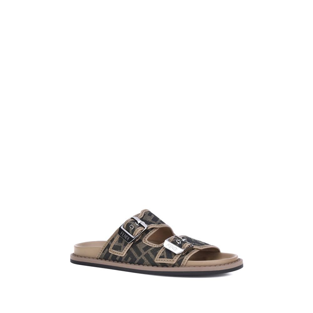 Fendi Brown Calf Leather Bos Taurus Flat Sandals - 2