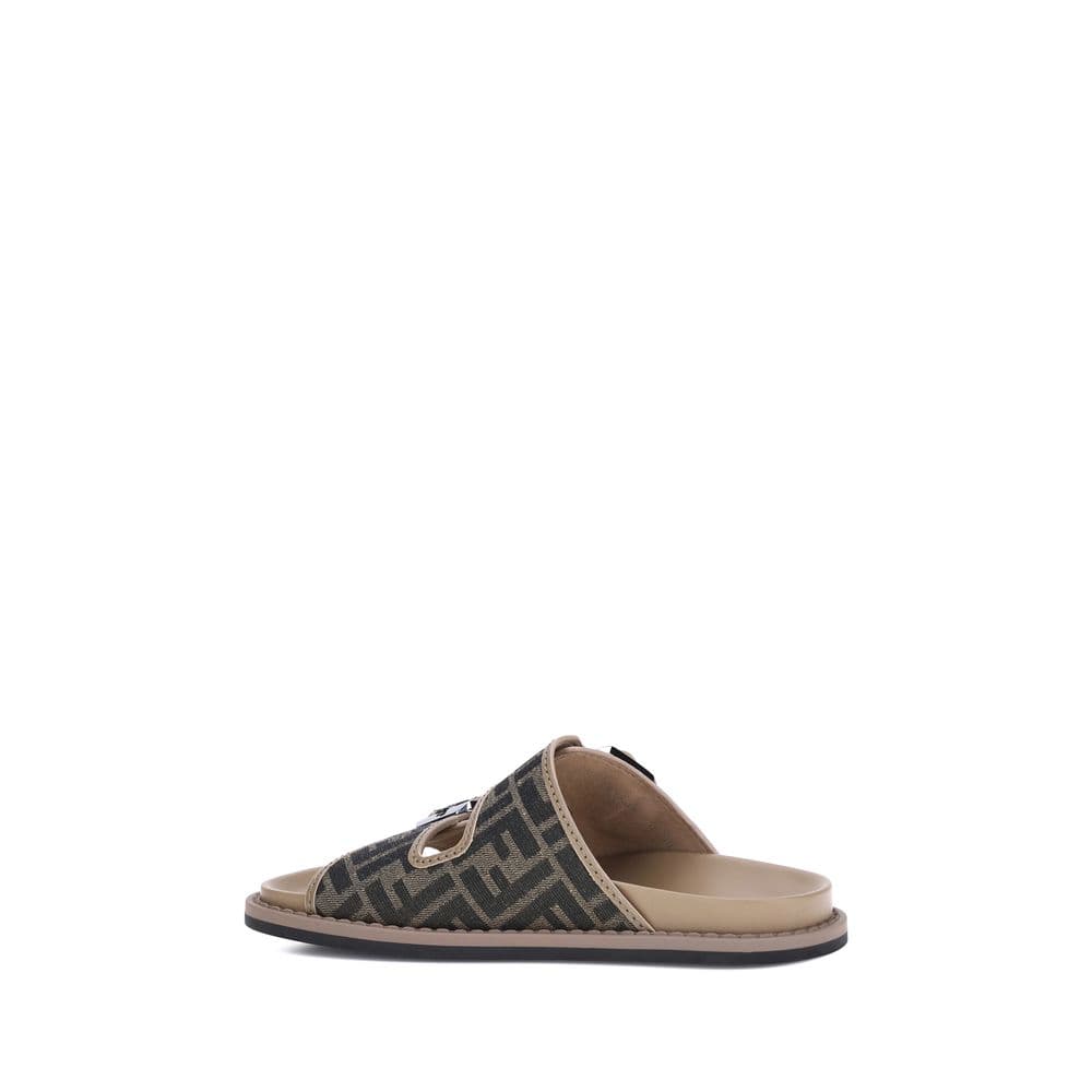 Fendi Brown Calf Leather Bos Taurus Flat Sandals - 3
