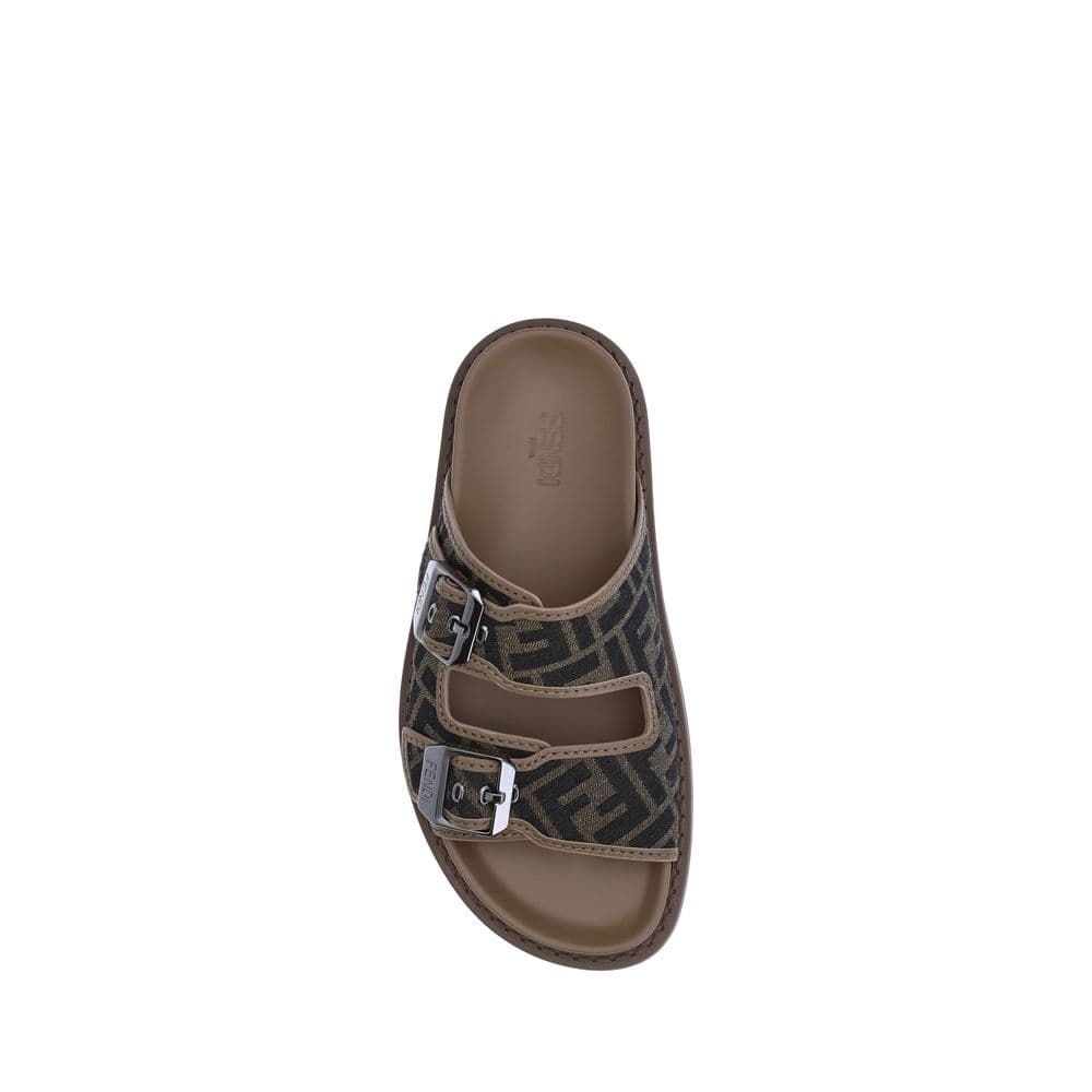 Fendi Brown Calf Leather Bos Taurus Flat Sandals - 4
