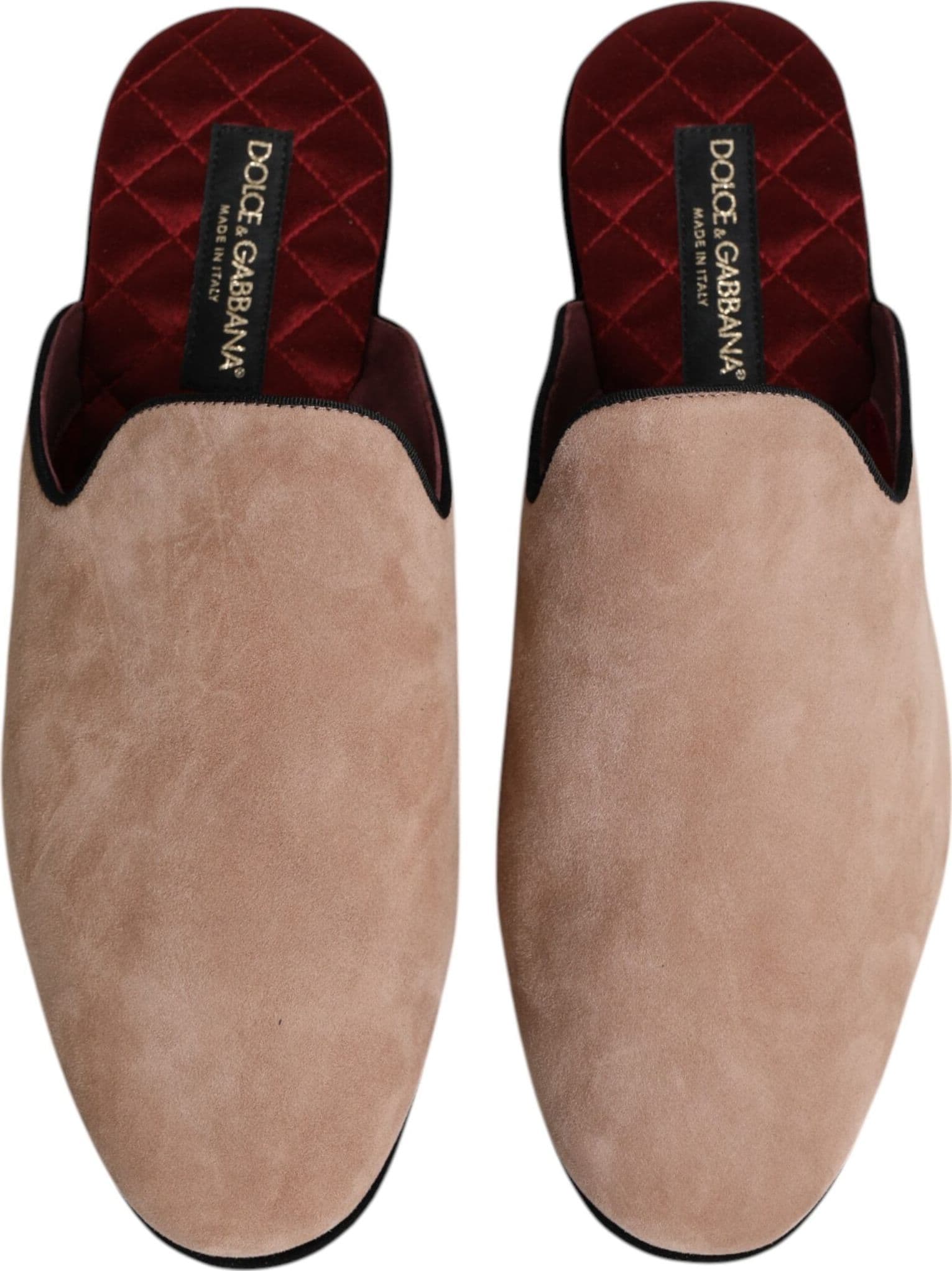 Dolce & Gabbana Beige Capra Suede Slides Flat Slipper Shoes - 2