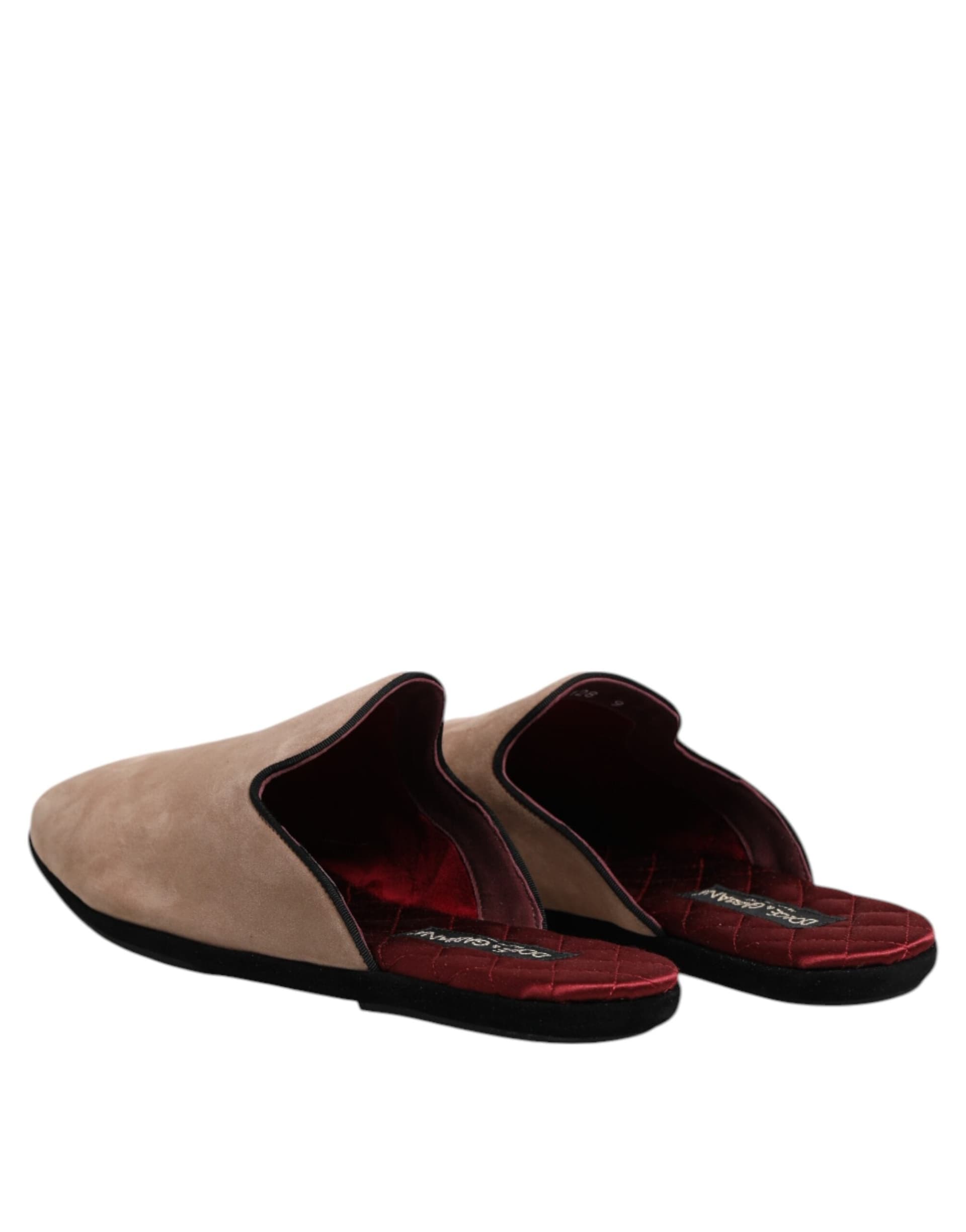 Dolce & Gabbana Beige Capra Suede Slides Flat Slipper Shoes - 4