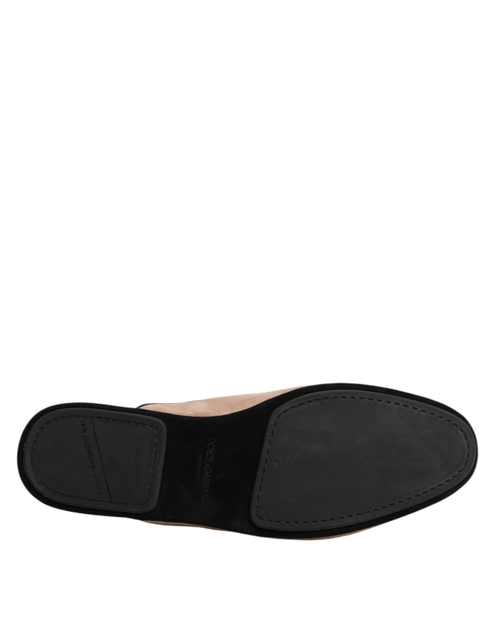 Dolce & Gabbana Beige Capra Suede Slides Flat Slipper Shoes - 8