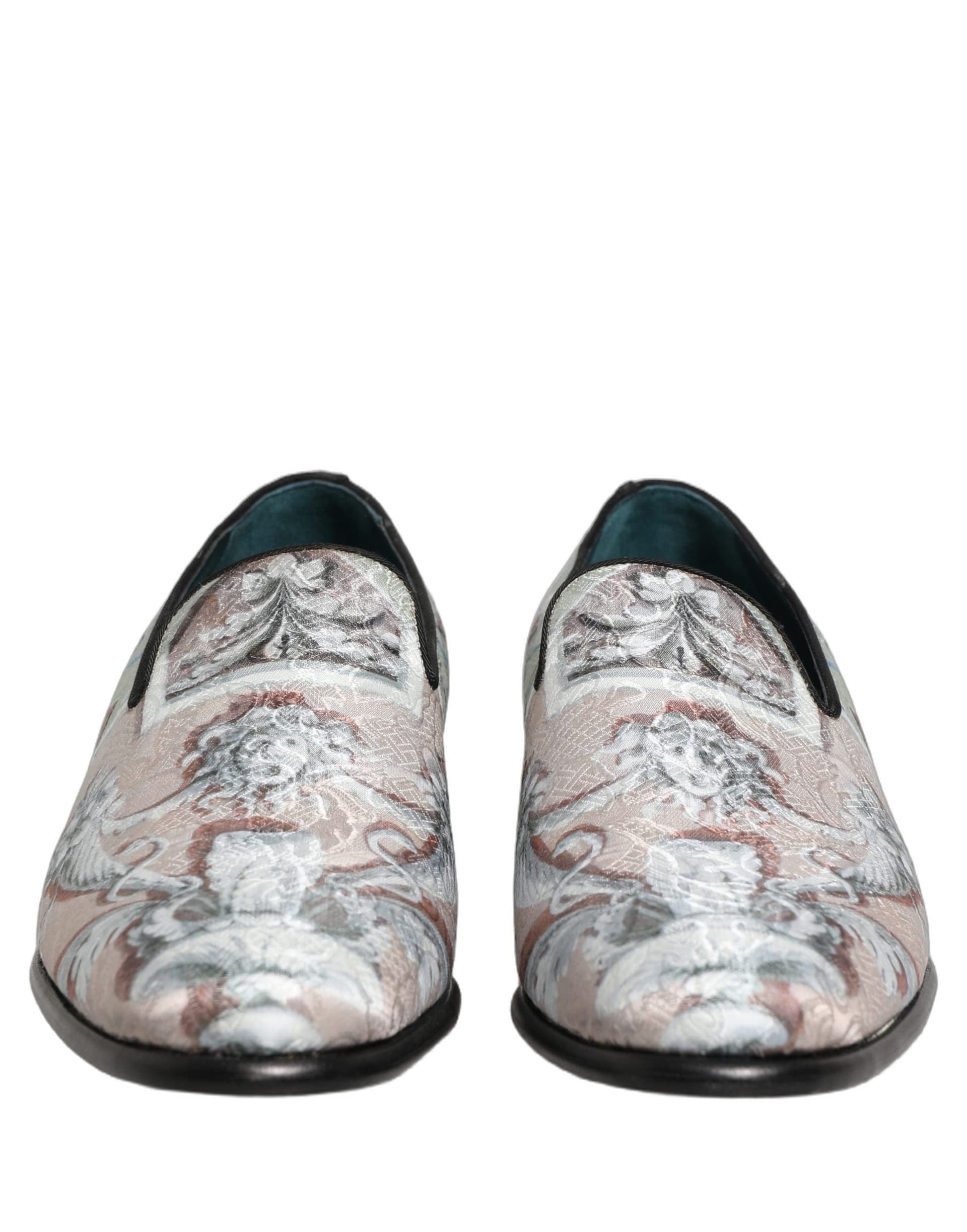 Dolce & Gabbana Multicolor Velvet Baroque Dress Loafers Shoes - 2