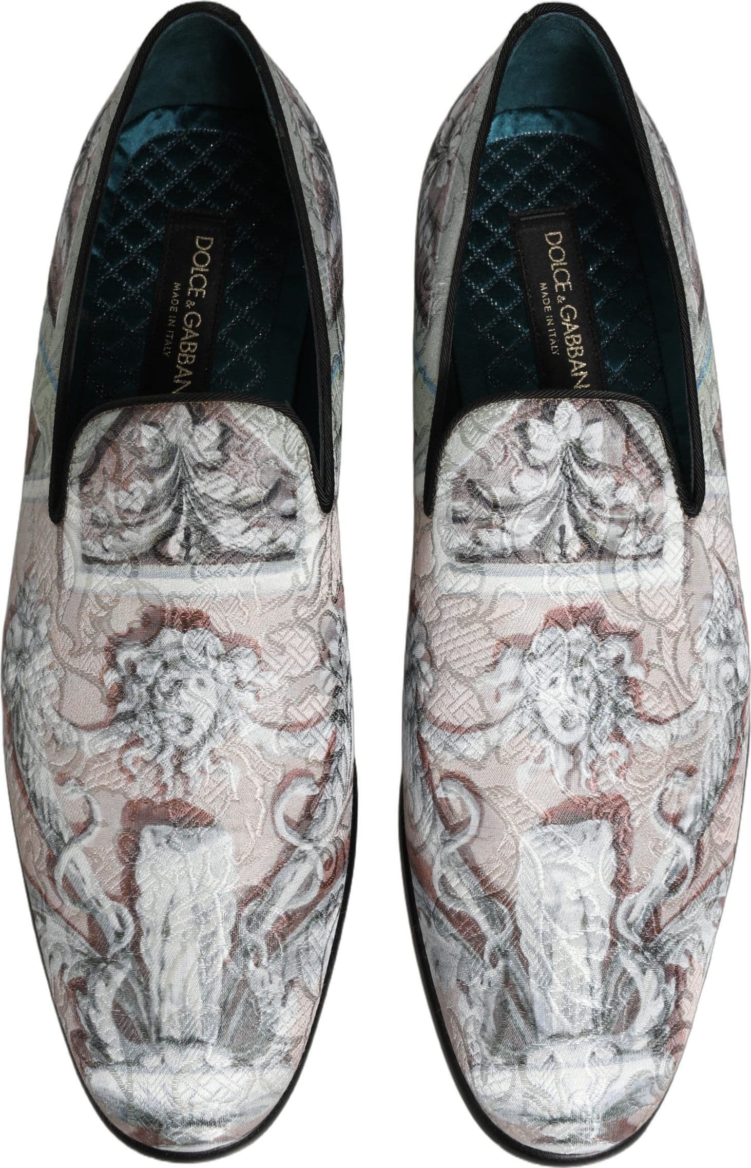 Dolce & Gabbana Multicolor Velvet Baroque Dress Loafers Shoes - 3