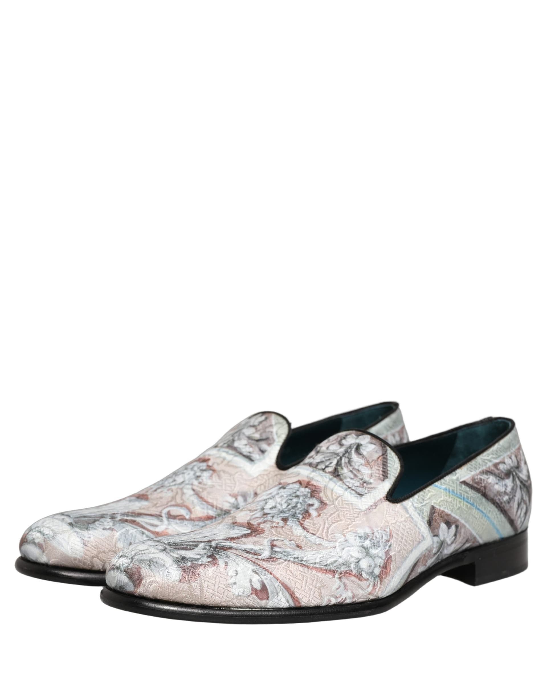 Dolce & Gabbana Multicolor Velvet Baroque Dress Loafers Shoes - 4