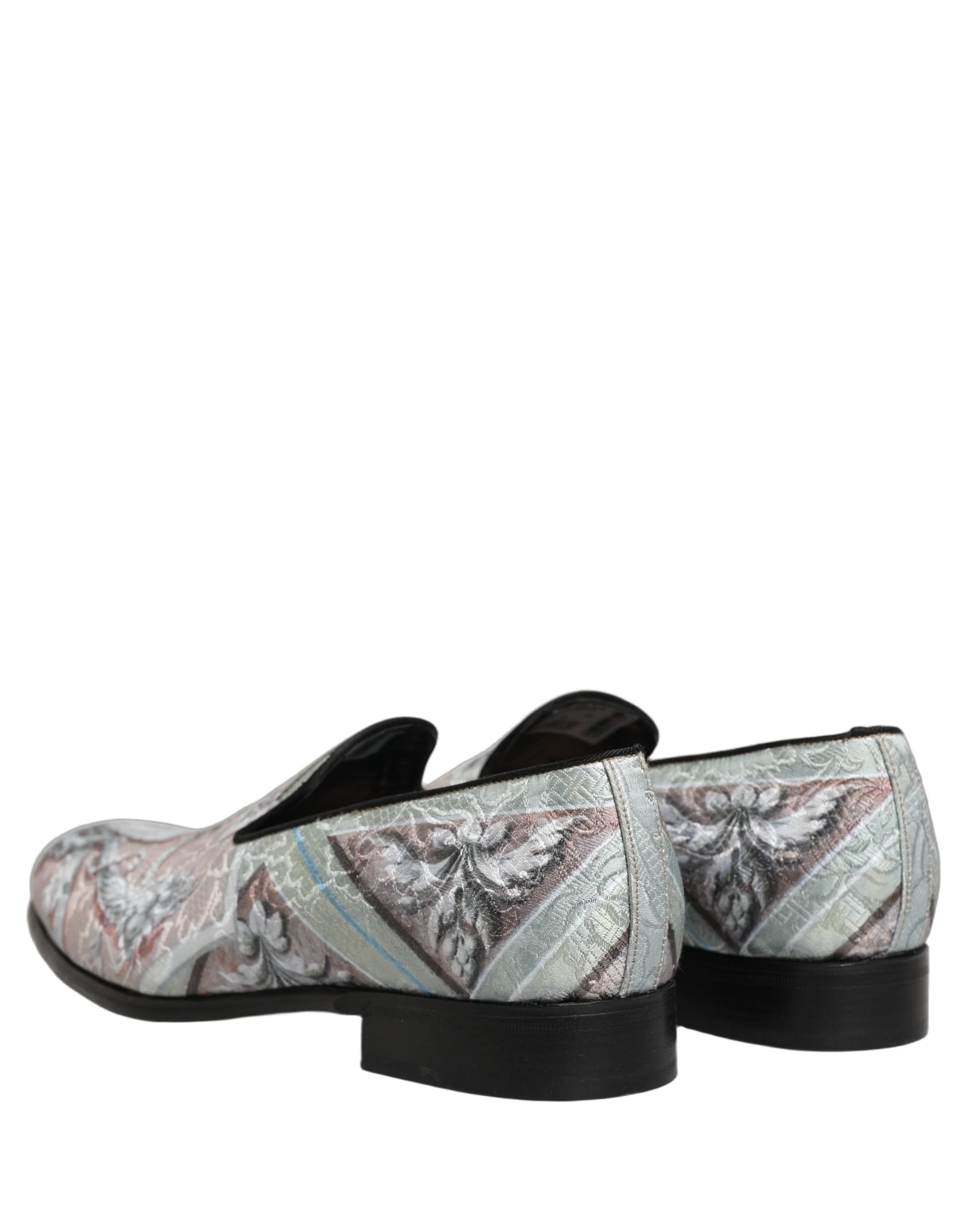 Dolce & Gabbana Multicolor Velvet Baroque Dress Loafers Shoes - 5