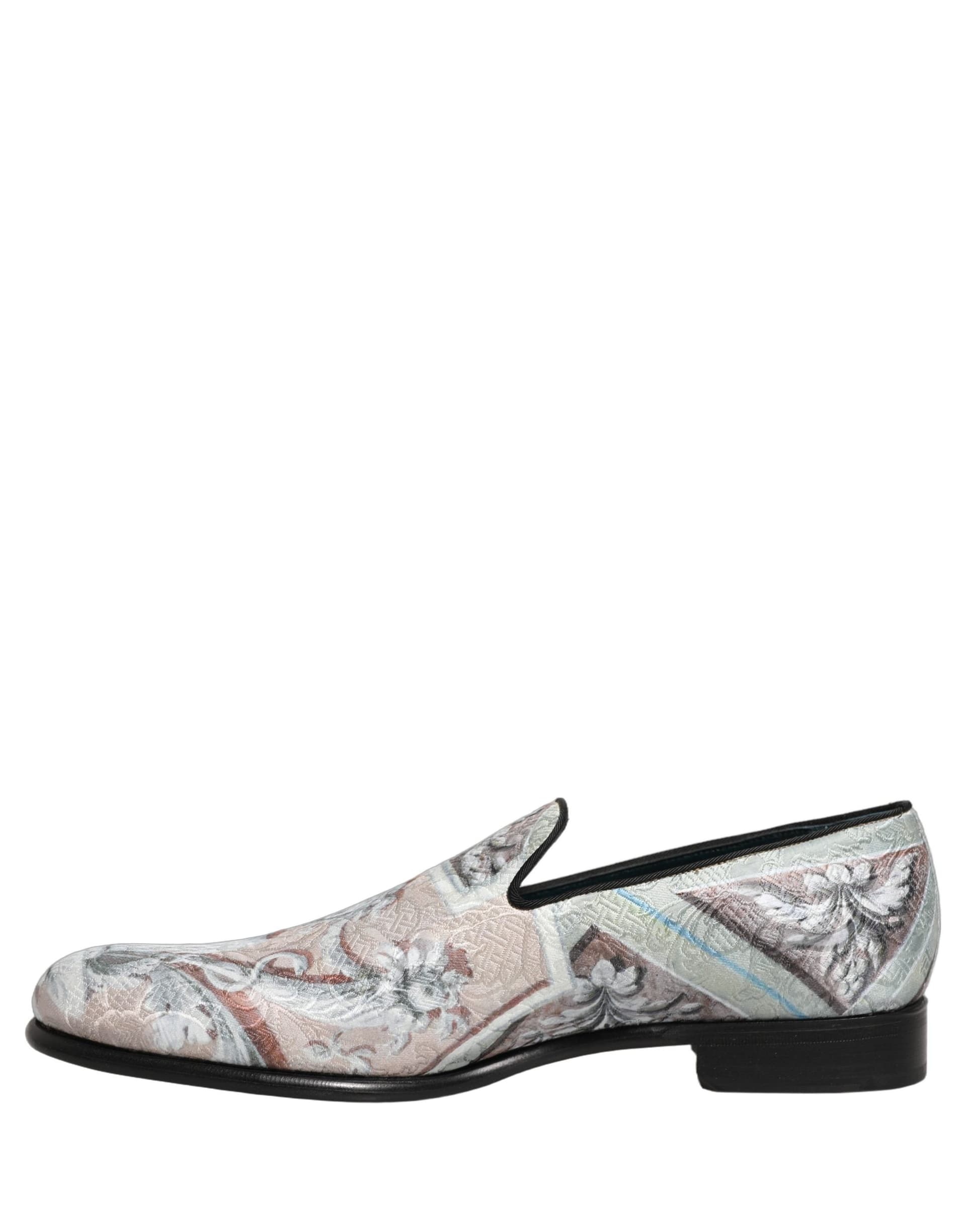 Dolce & Gabbana Multicolor Velvet Baroque Dress Loafers Shoes - 6