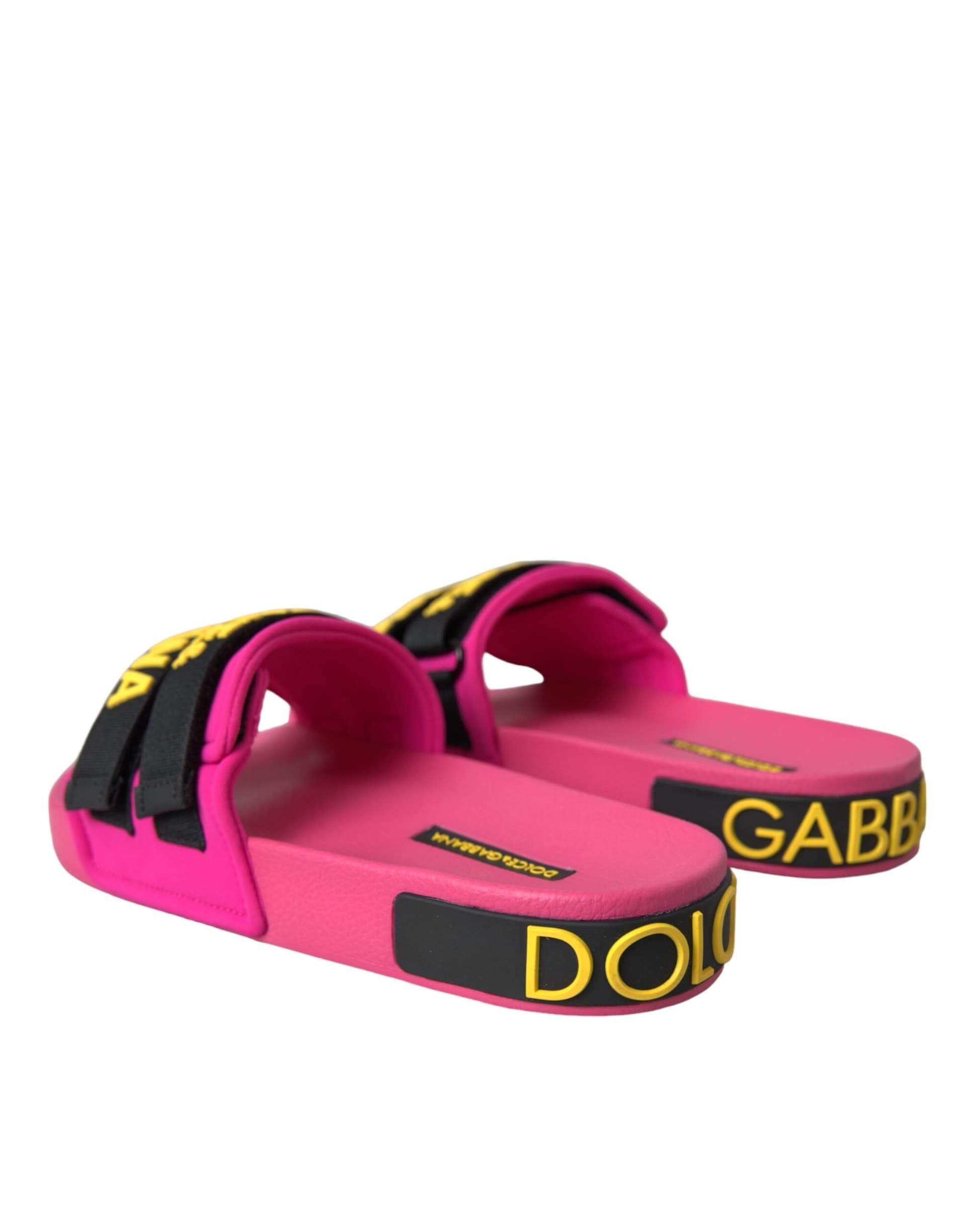 Dolce & Gabbana Pink Black Logo Beachwear Flats Sandals Shoes - 3