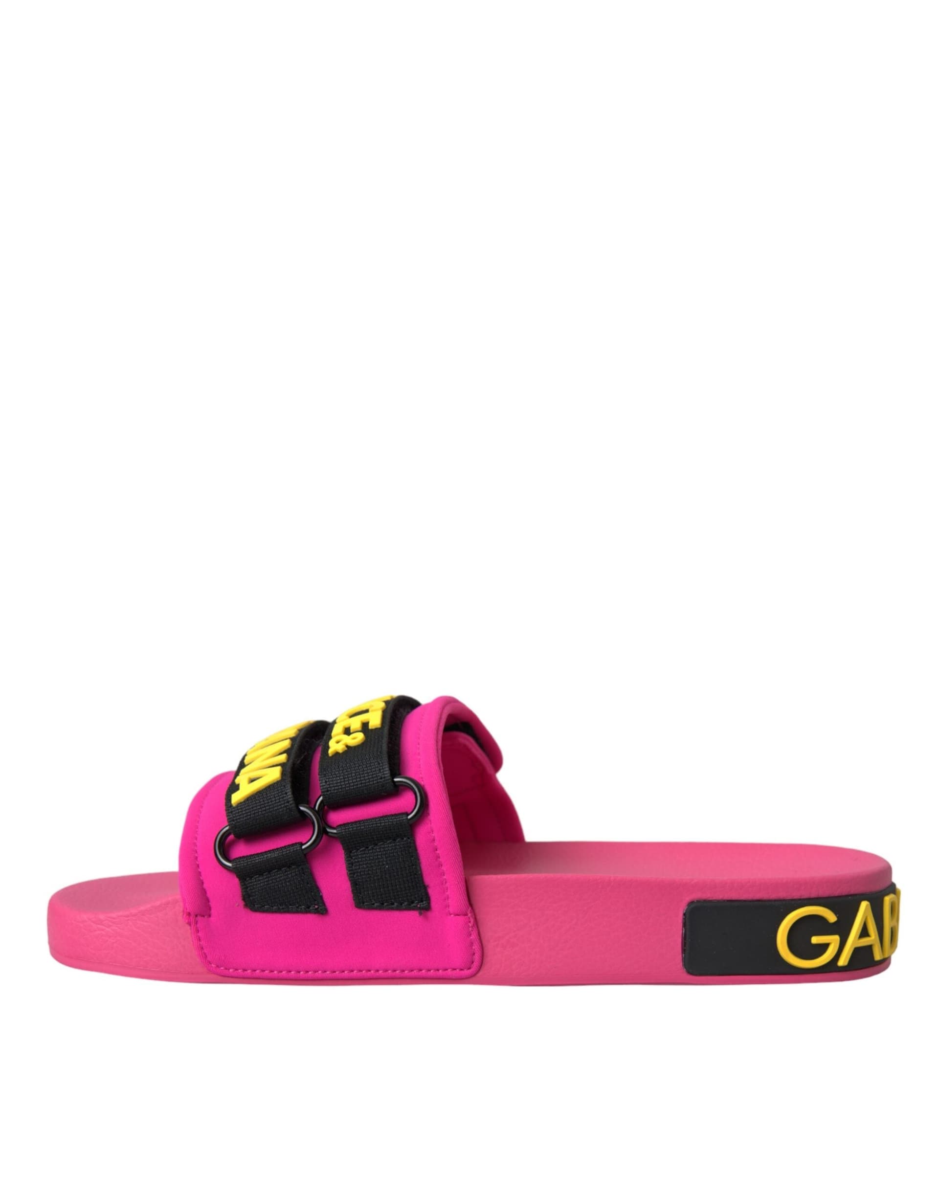 Dolce & Gabbana Pink Black Logo Beachwear Flats Sandals Shoes - 4