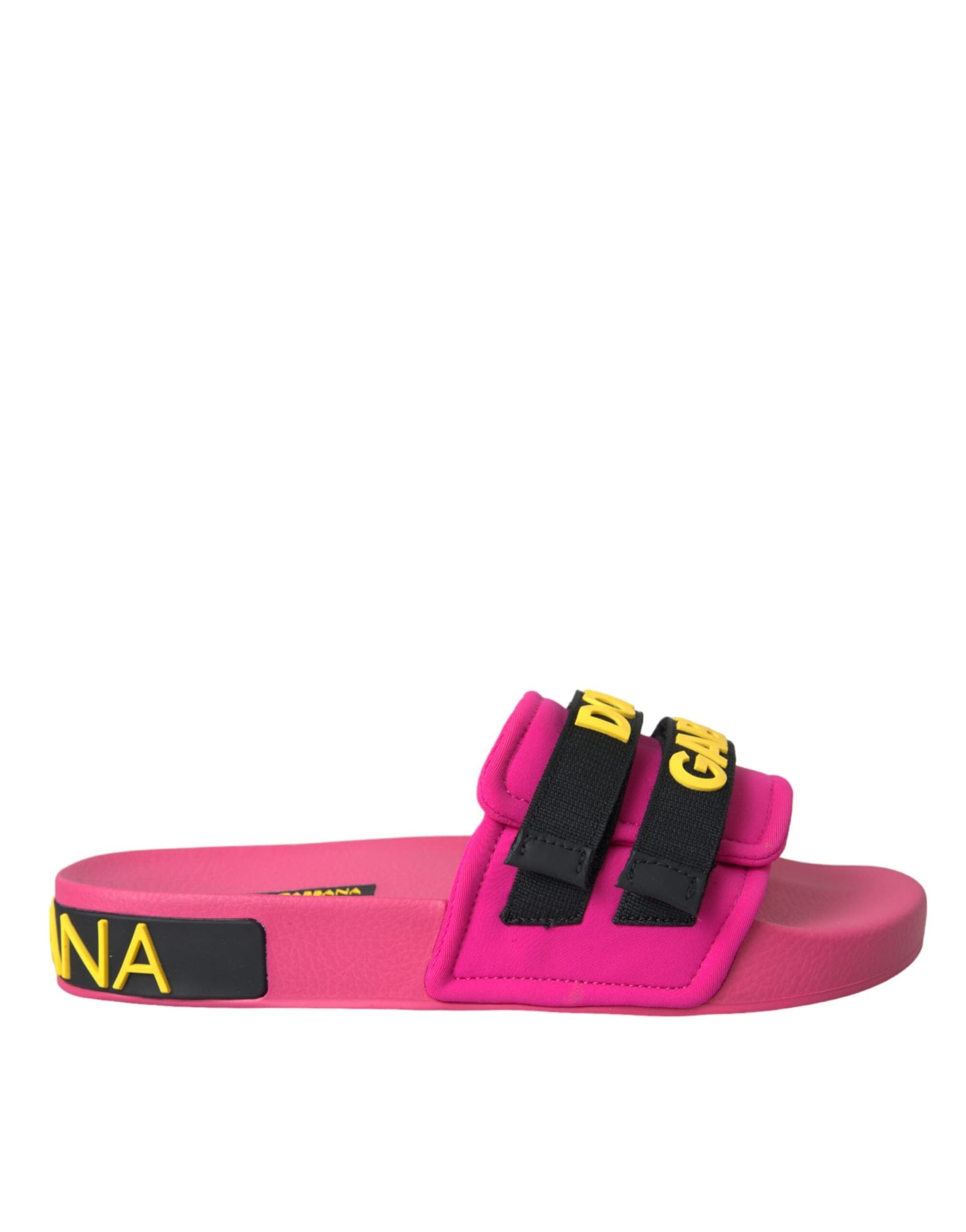 Dolce & Gabbana Pink Black Logo Beachwear Flats Sandals Shoes - 5