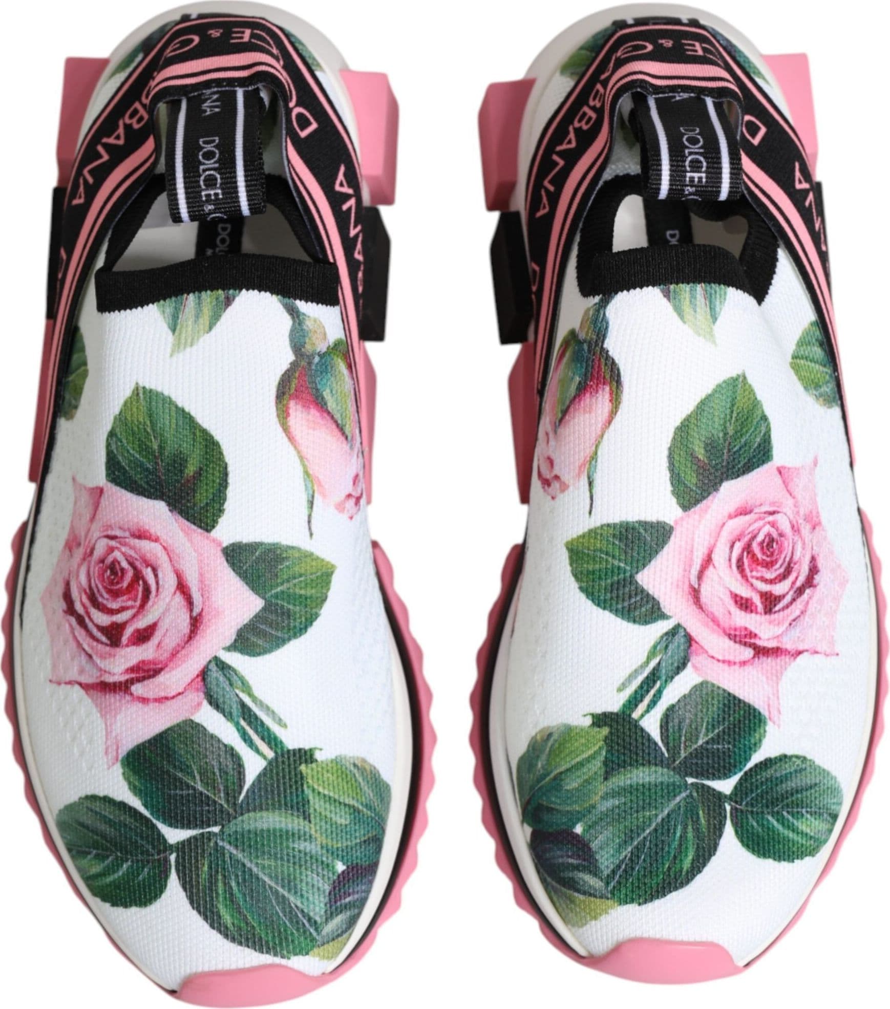 Dolce & Gabbana White Rose Print Sorrento Sneakers Shoes - 2