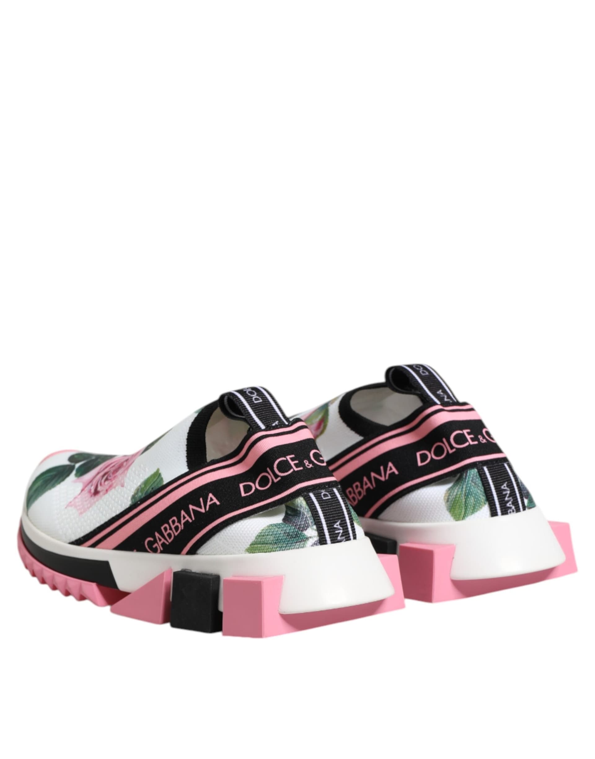 Dolce & Gabbana White Rose Print Sorrento Sneakers Shoes - 4