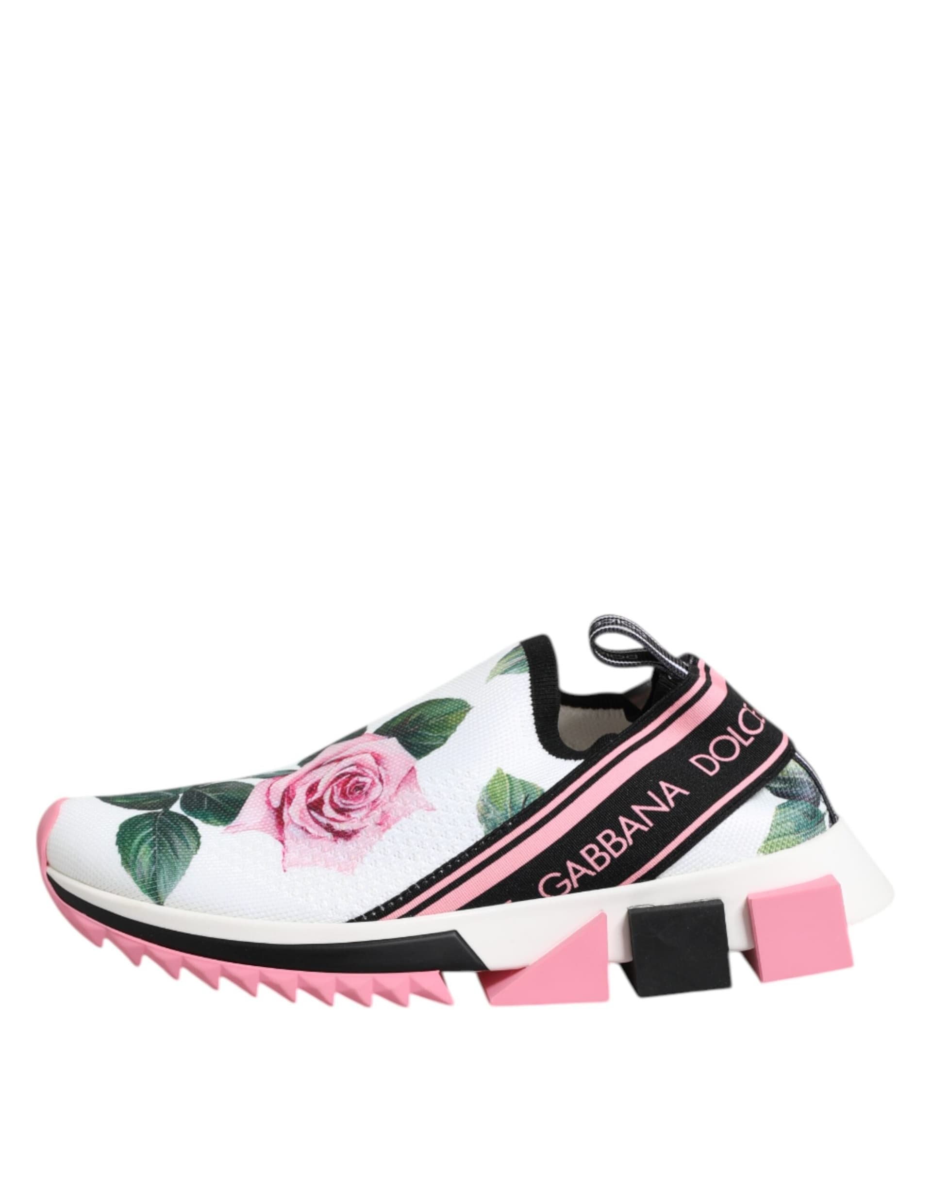 Dolce & Gabbana White Rose Print Sorrento Sneakers Shoes - 5