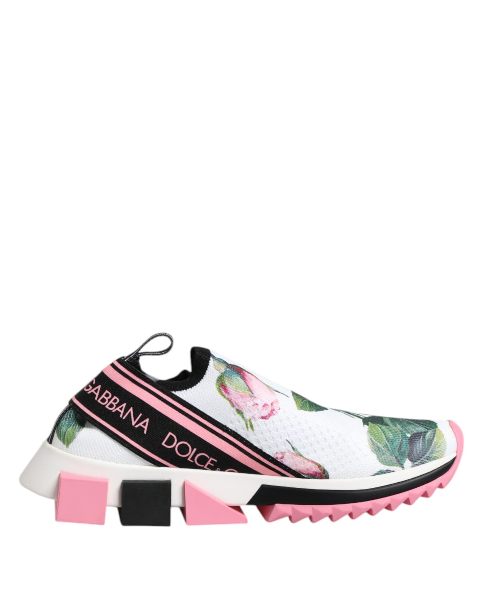 Dolce & Gabbana White Rose Print Sorrento Sneakers Shoes - 6
