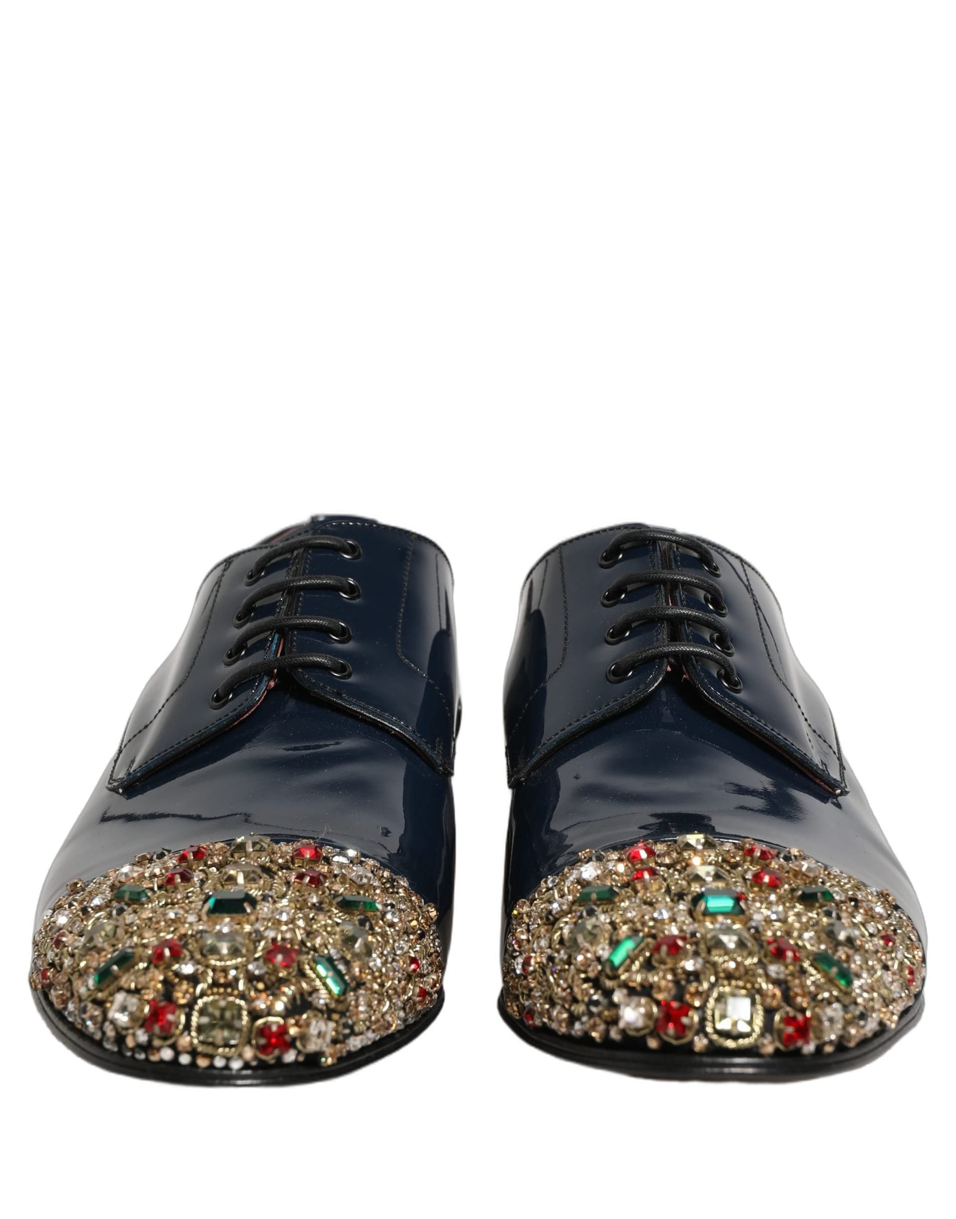 Dolce & Gabbana Blue Embellished Men Derby Dress Formal Shoes - 2