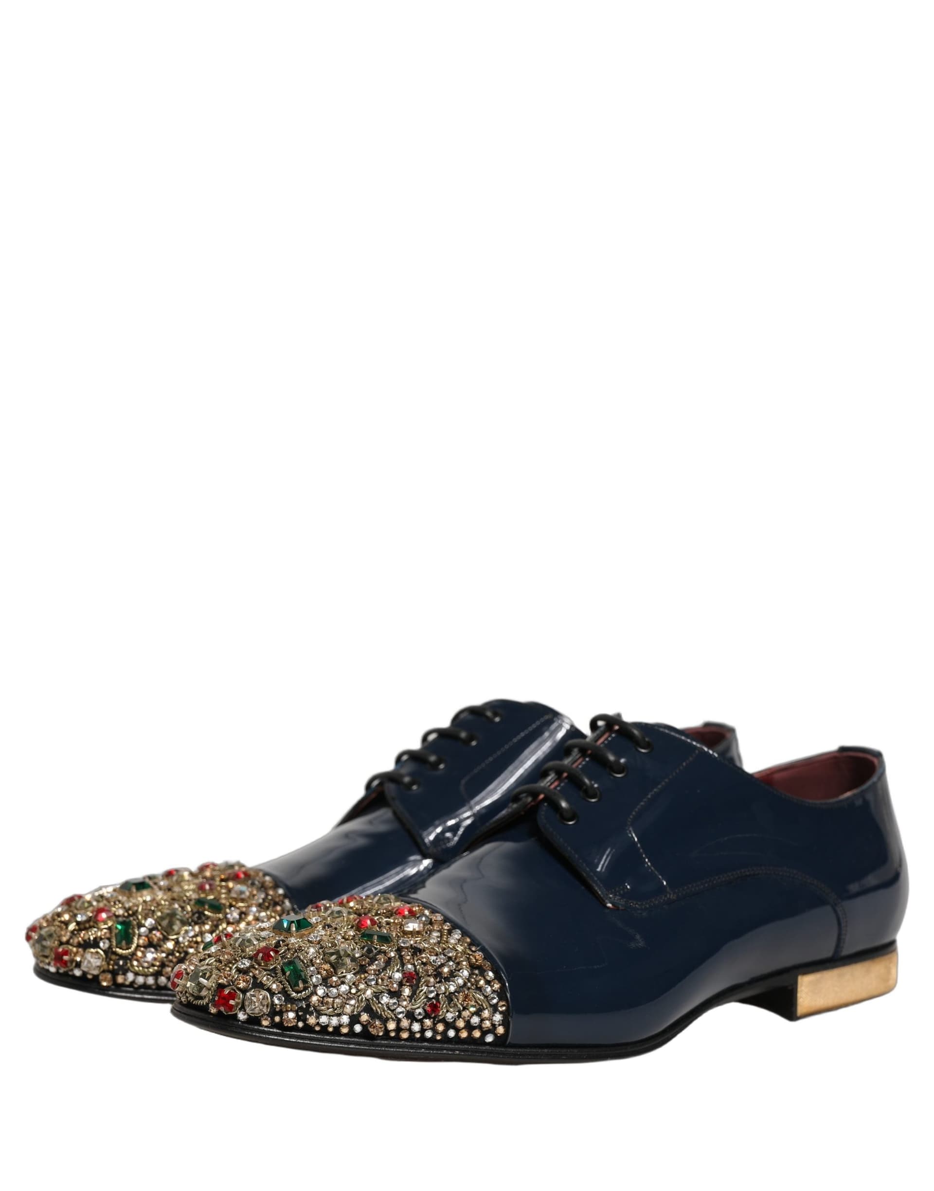 Dolce & Gabbana Blue Embellished Men Derby Dress Formal Shoes - 4