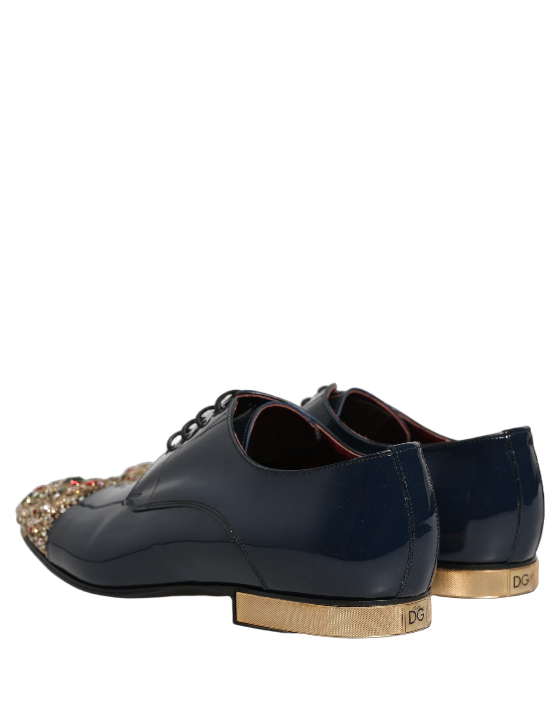 Dolce & Gabbana Blue Embellished Men Derby Dress Formal Shoes - 5